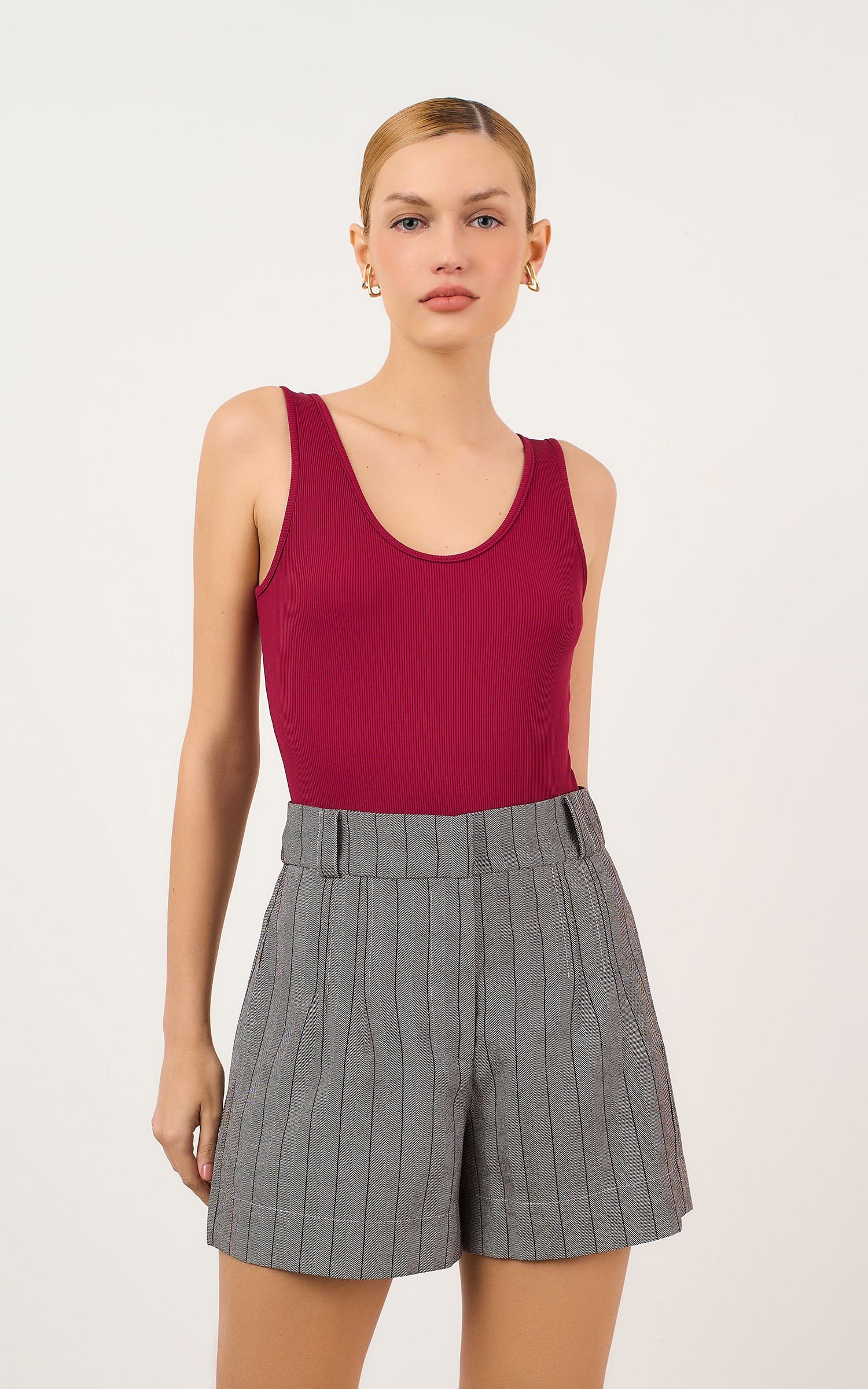 Body Basic Canelado Burgundy