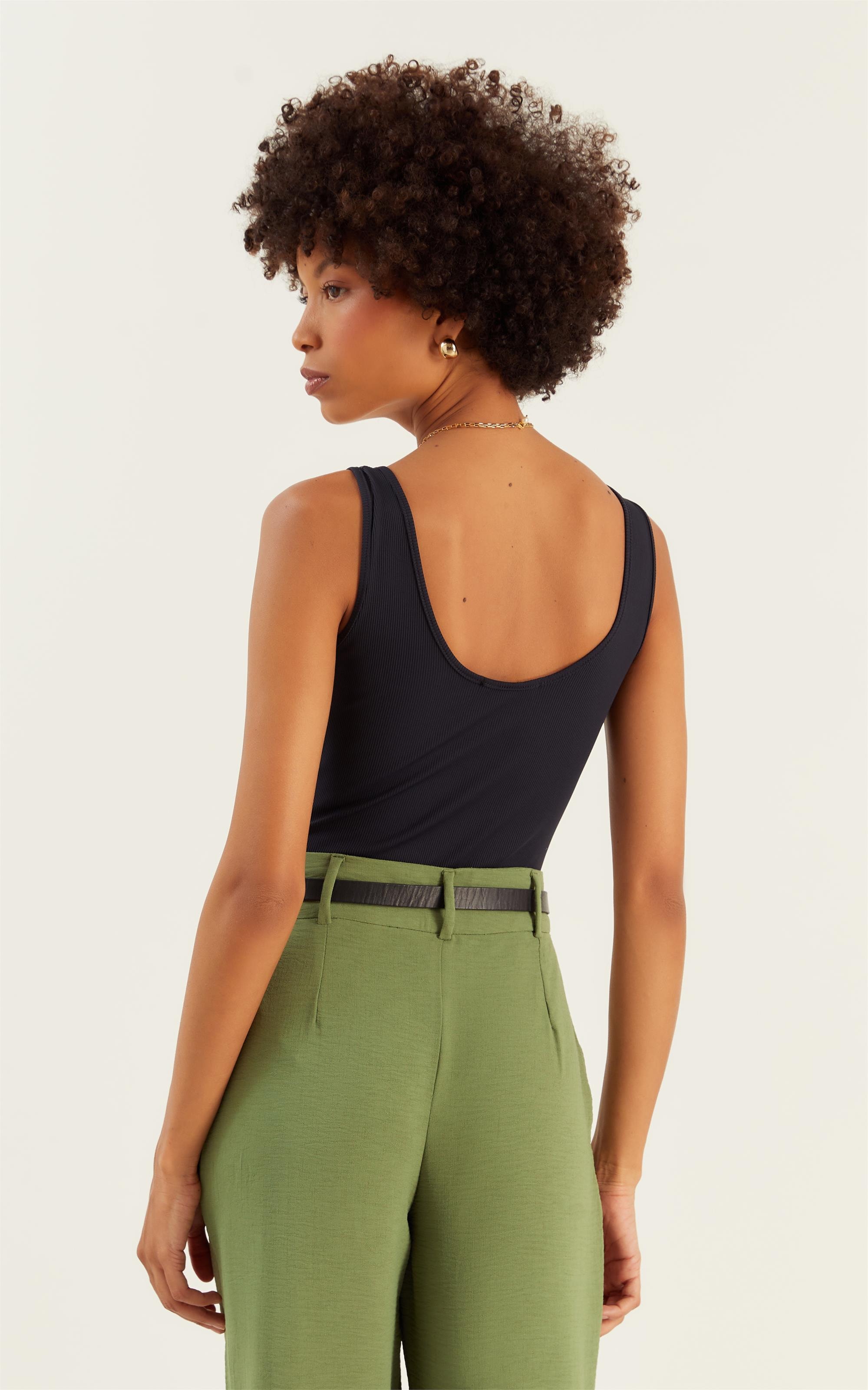 Body Basic Canelado Preto