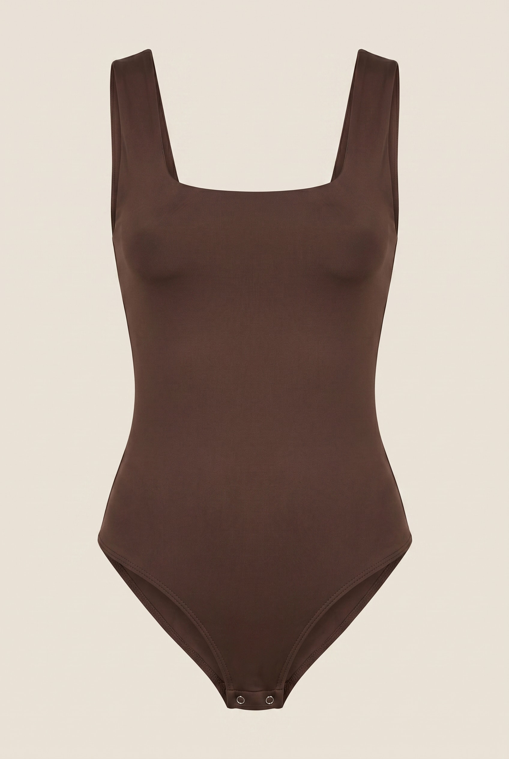 Body Duplo Decote Quadrado Marrom