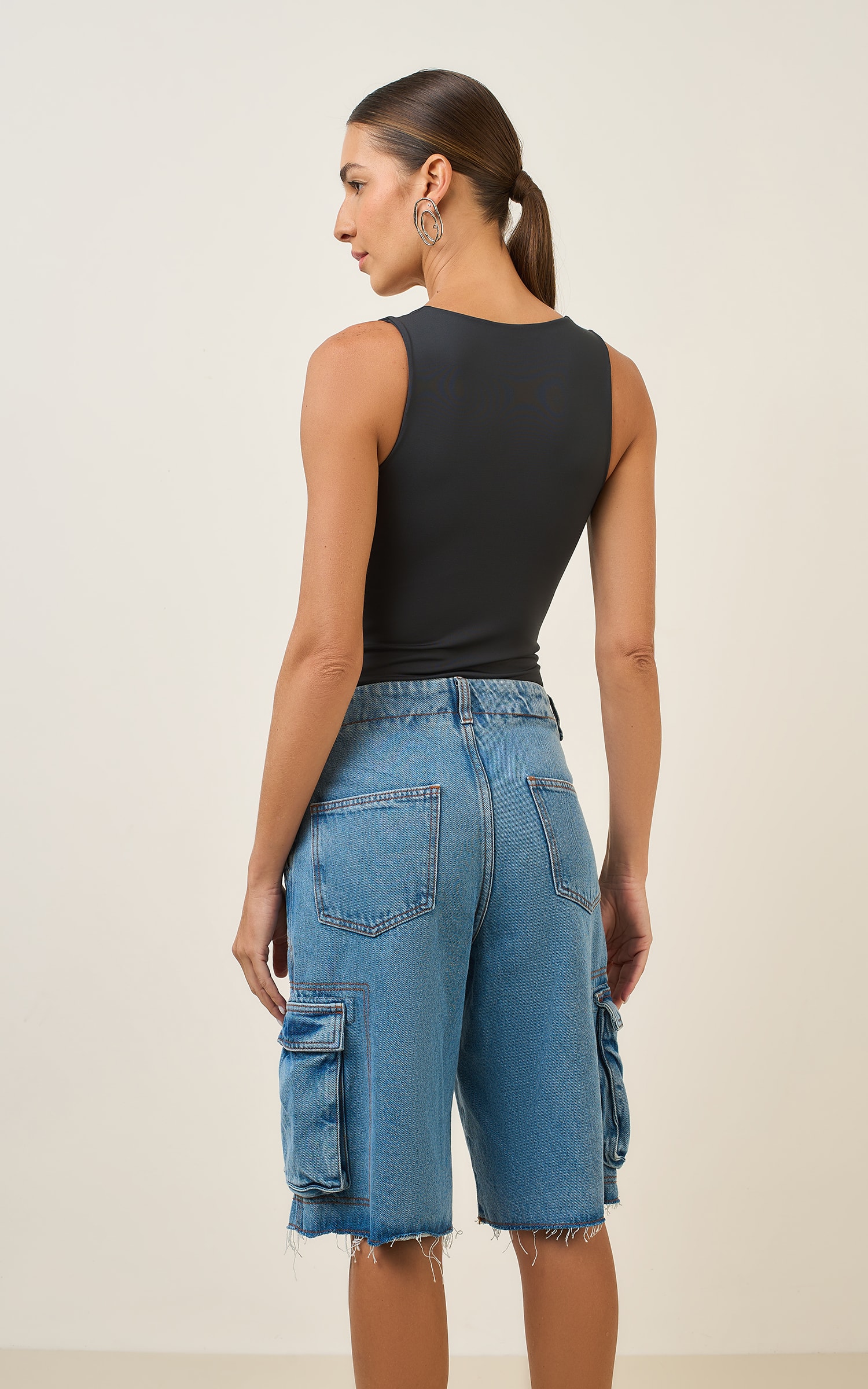 Body Duplo Decote Quadrado Preto