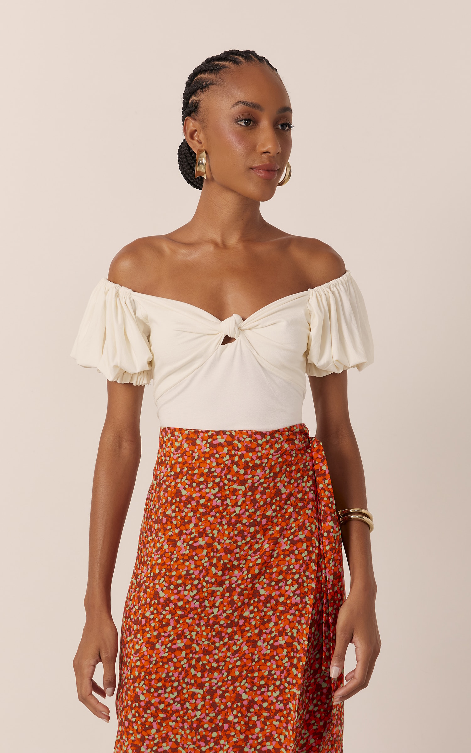 Body Malha Textura Off White
