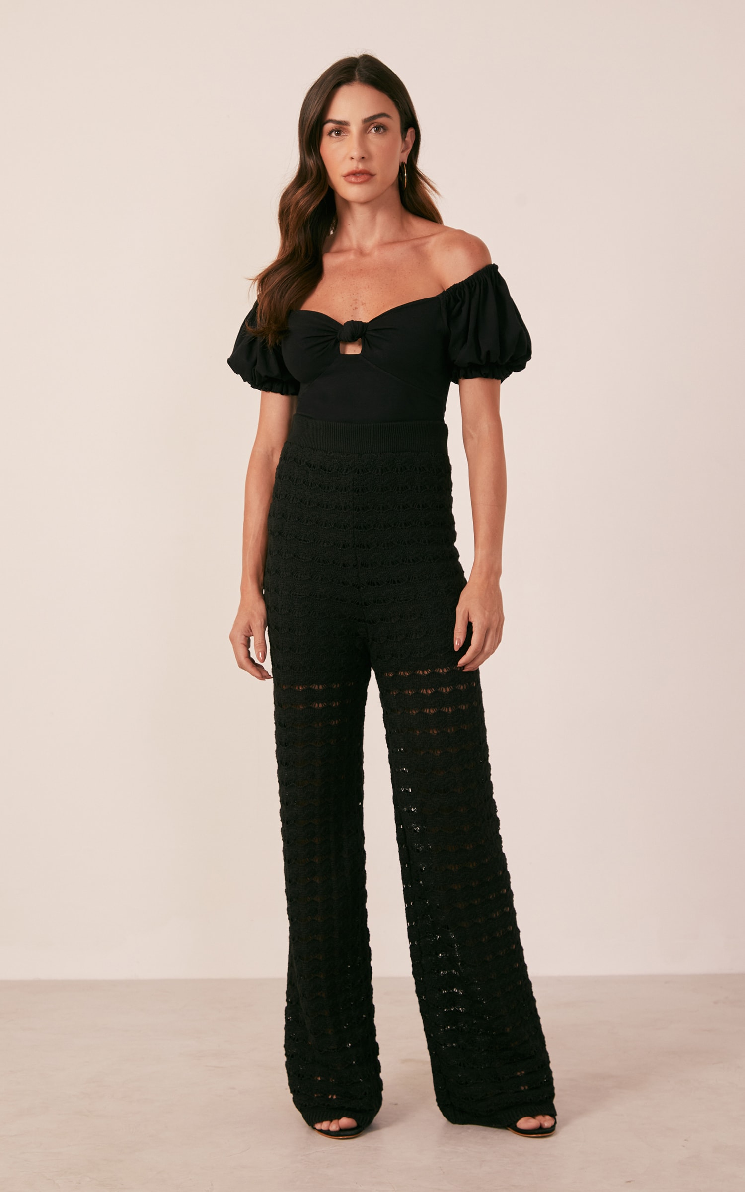 Body Malha Textura Preto