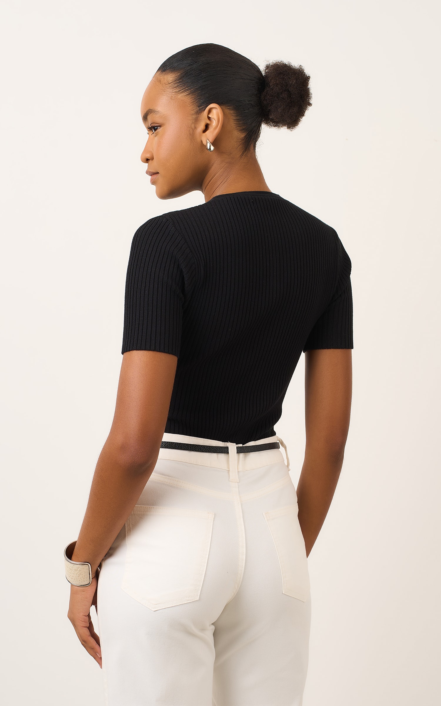 Body Tricot Botao Preto