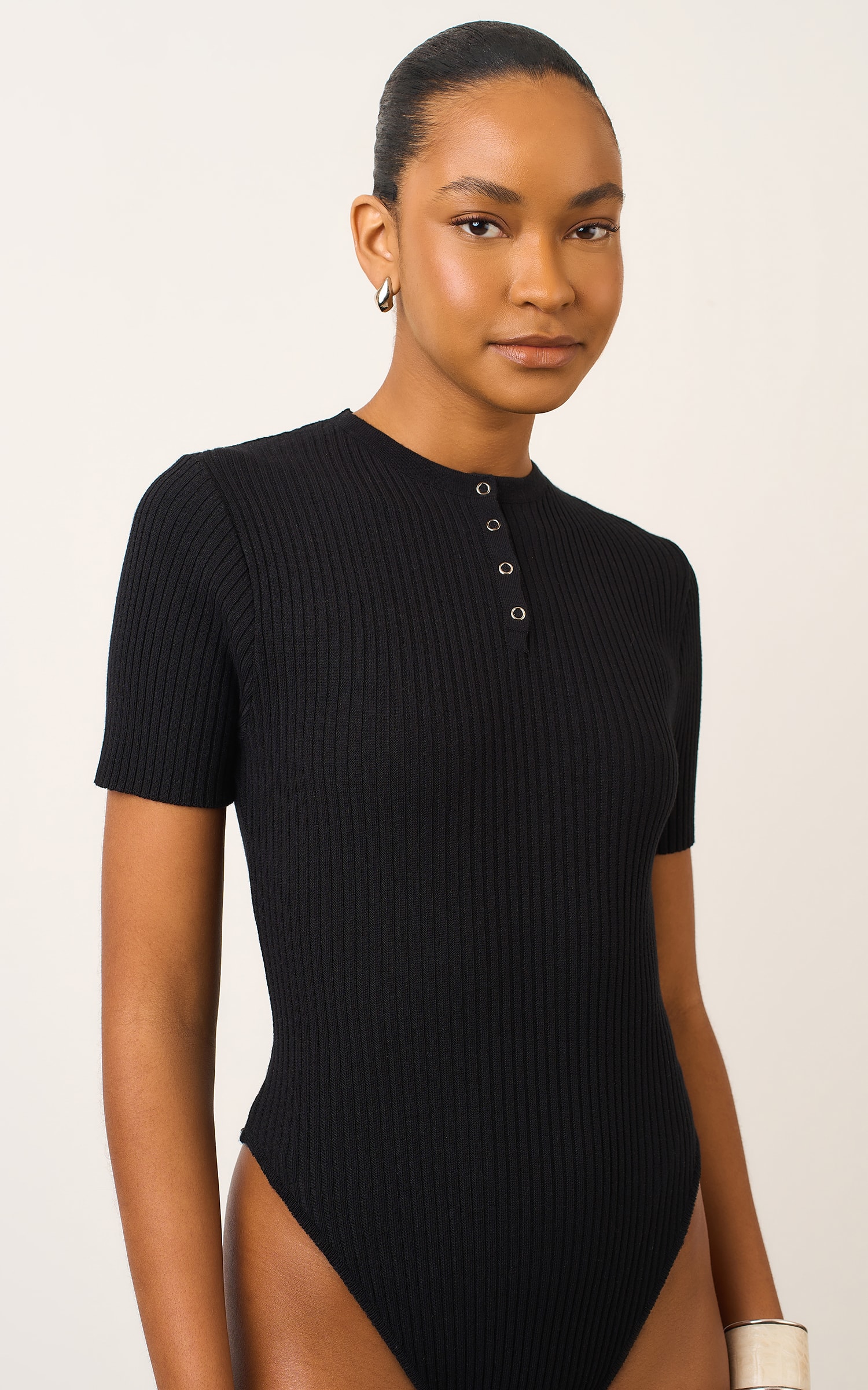 Body Tricot Botao Preto
