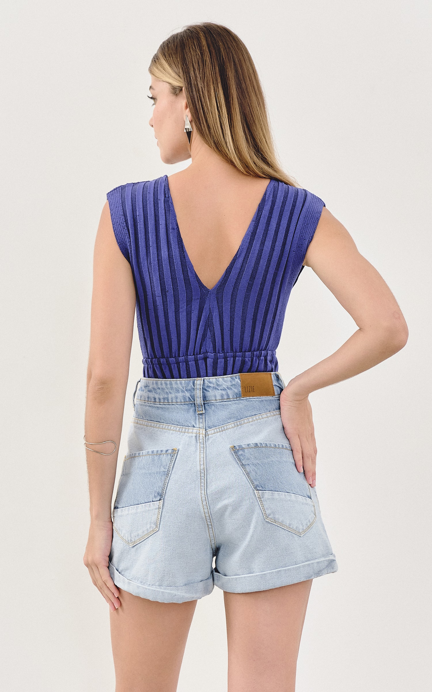 Body Tricot Casual Azul Royal
