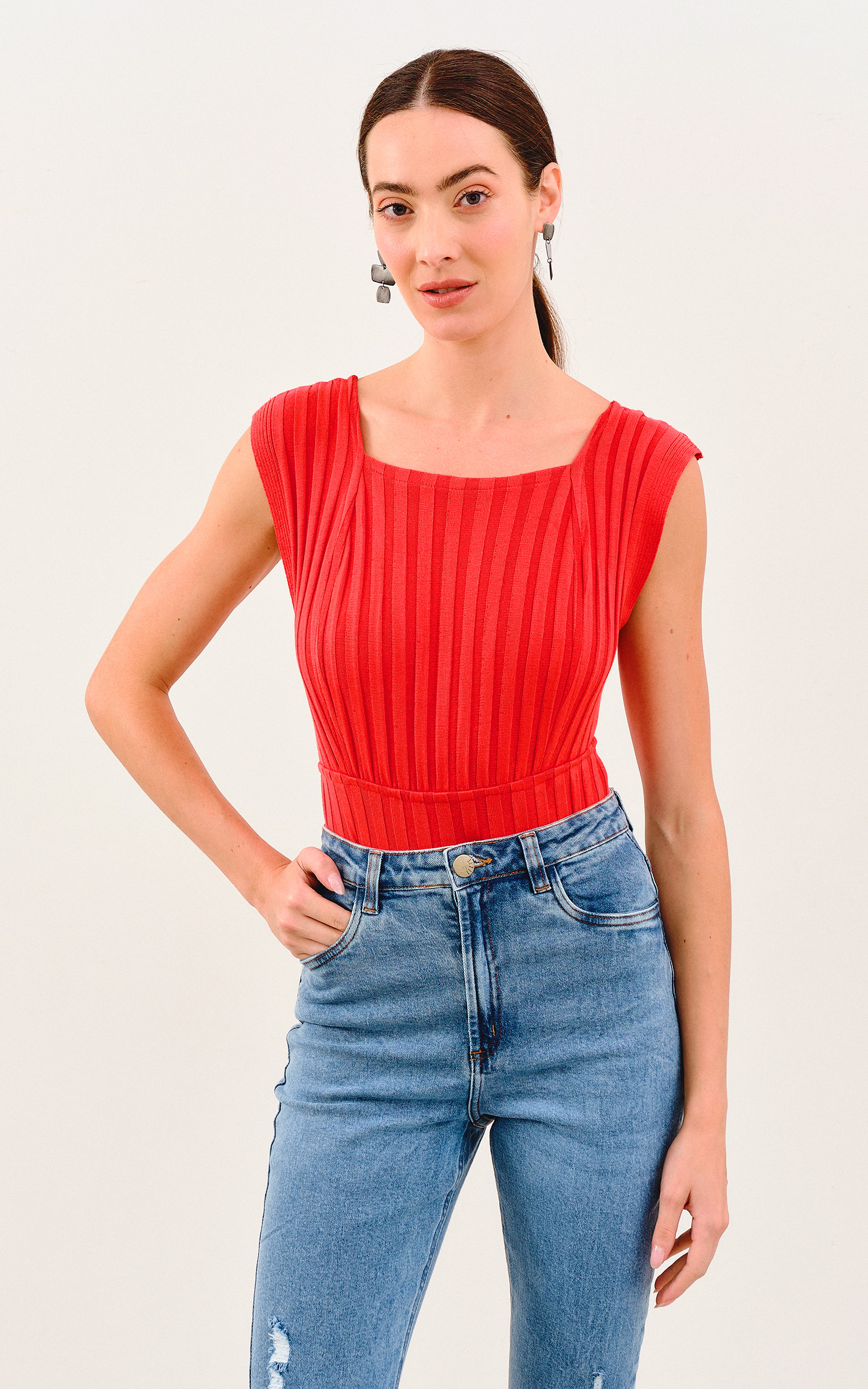 Body Tricot Casual Vermelho