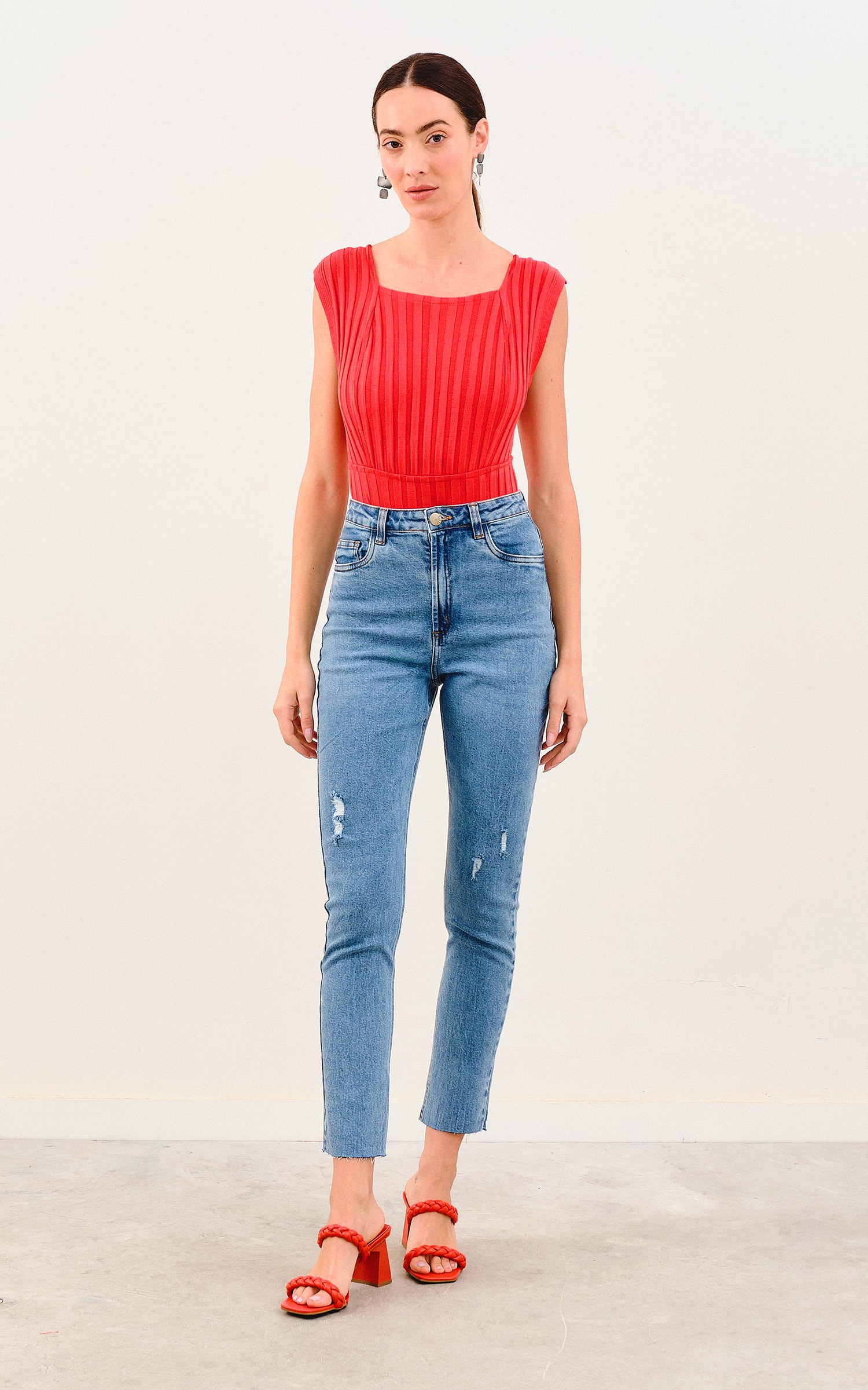 Body Tricot Casual Vermelho