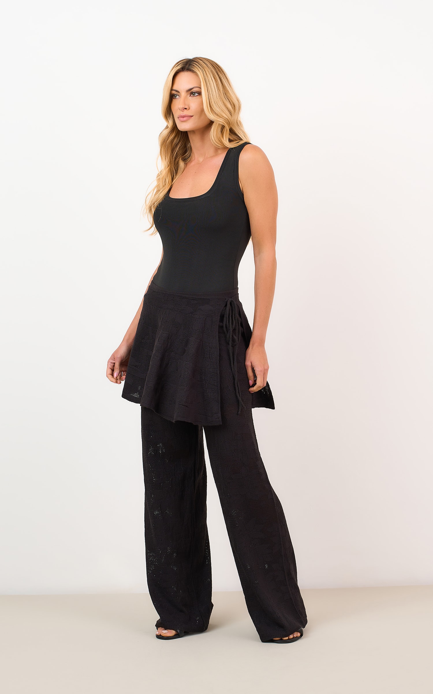Body Tricot Decote Quadrado Preto