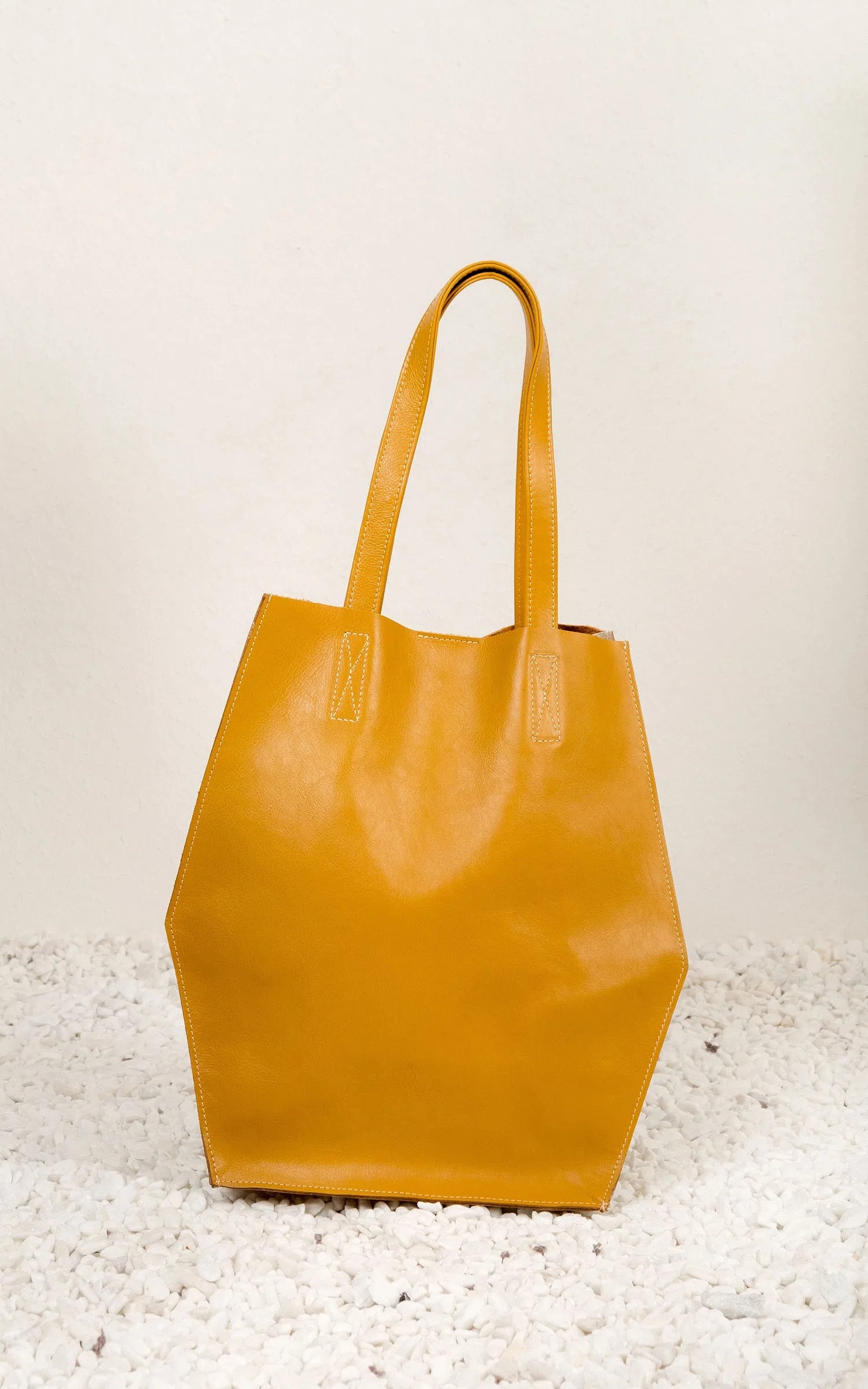 Bolsa Couro Bicolor Amarelo
