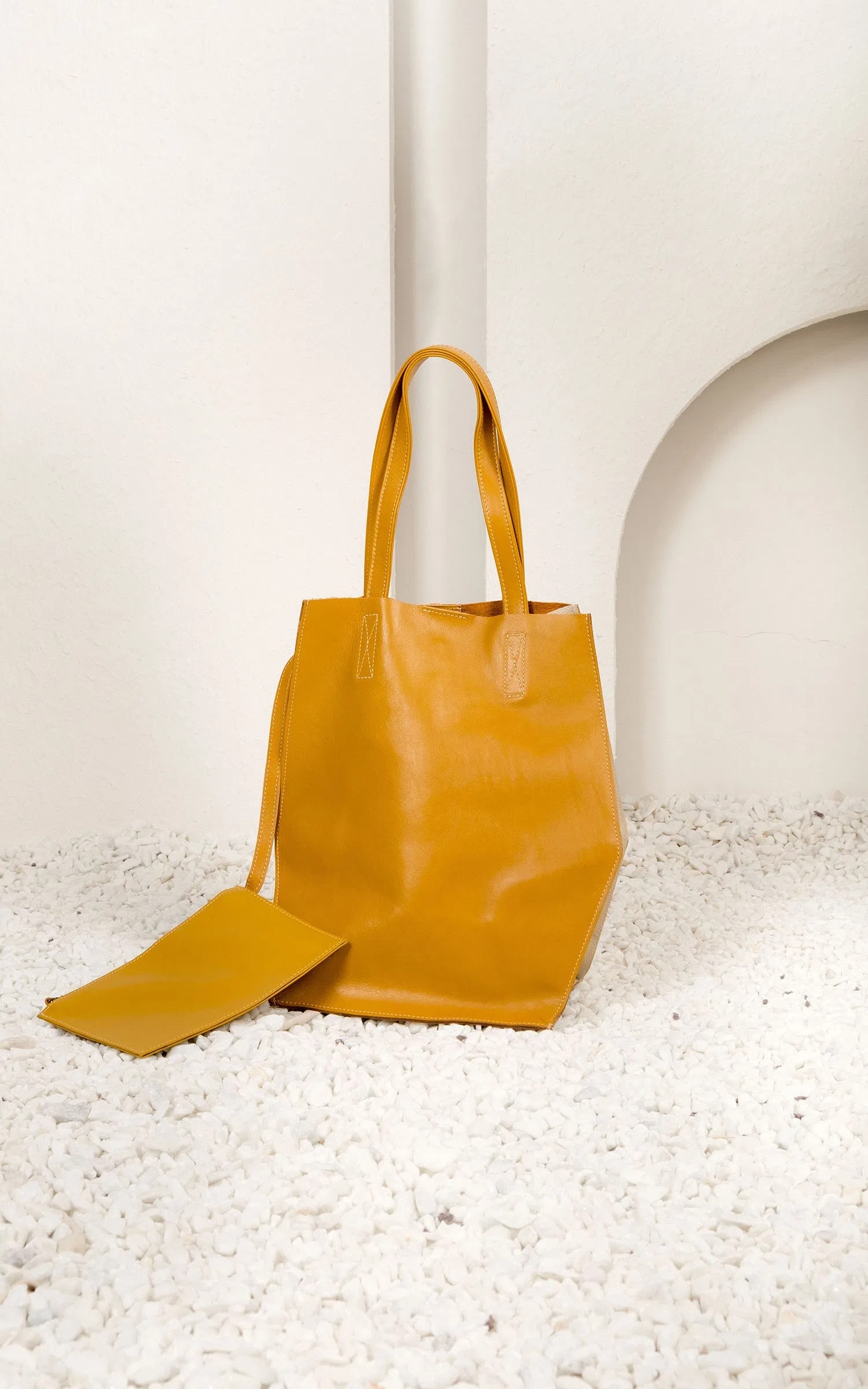 Bolsa Couro Bicolor Amarelo