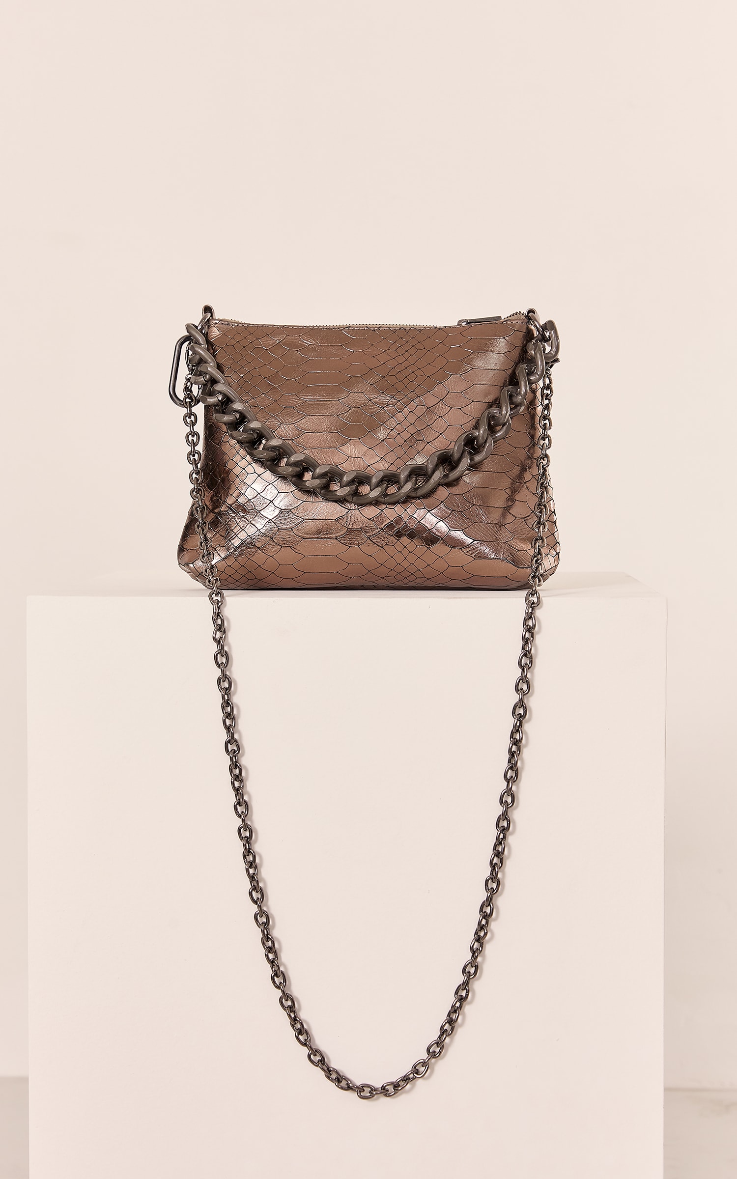 Bolsa Croco Correntes Grafite