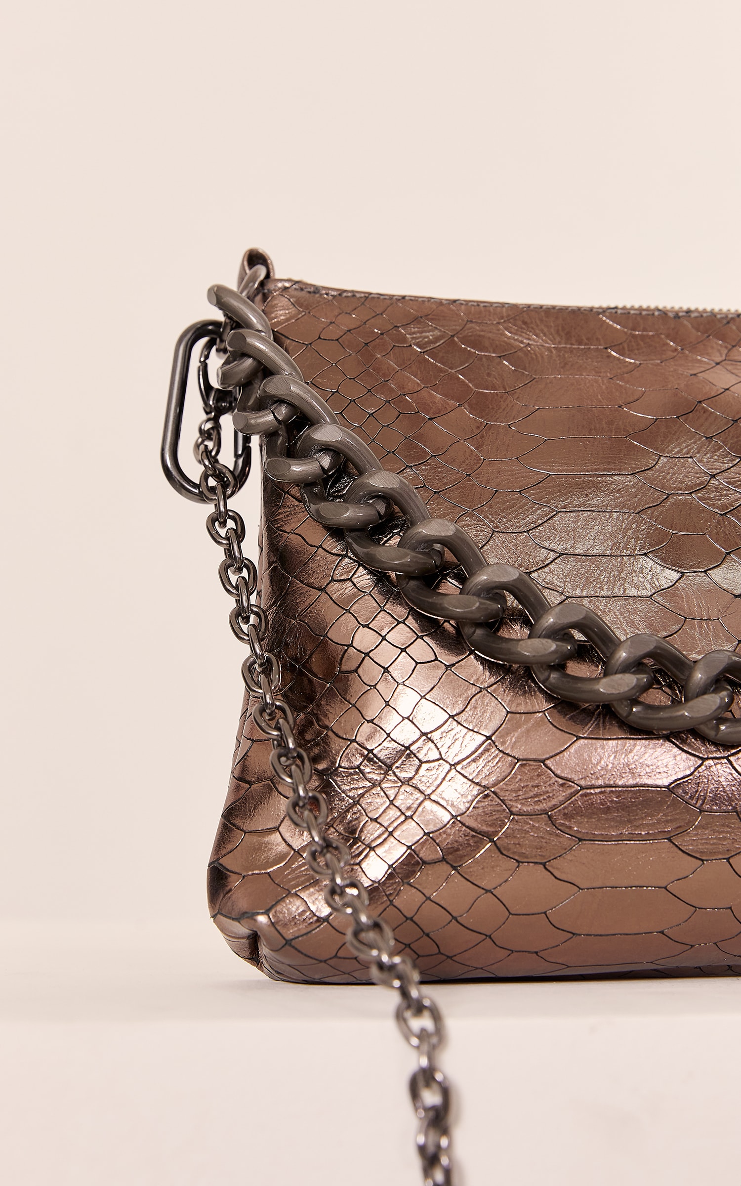 Bolsa Croco Correntes Grafite