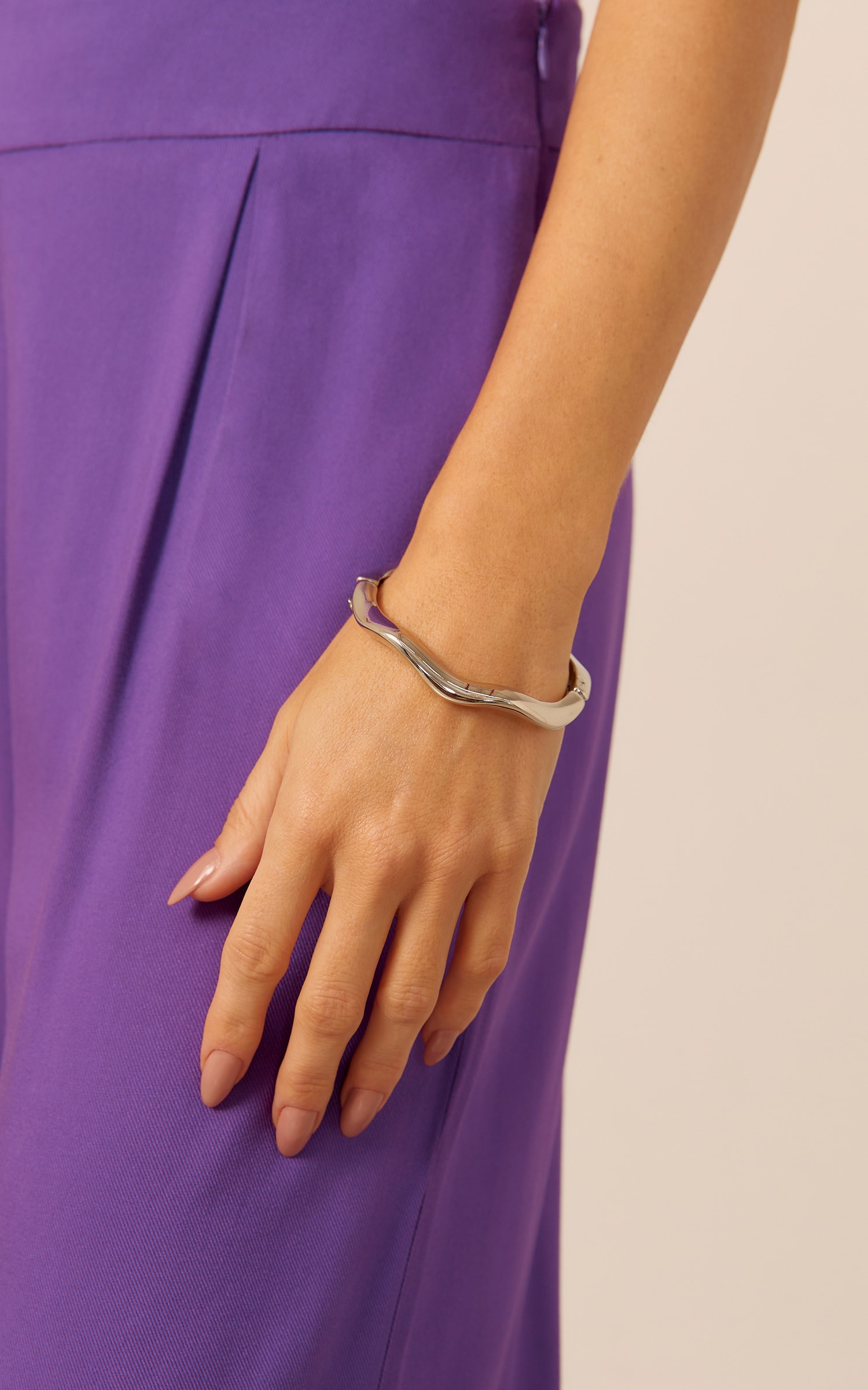 Bracelete Metal Ondas Niquelado
