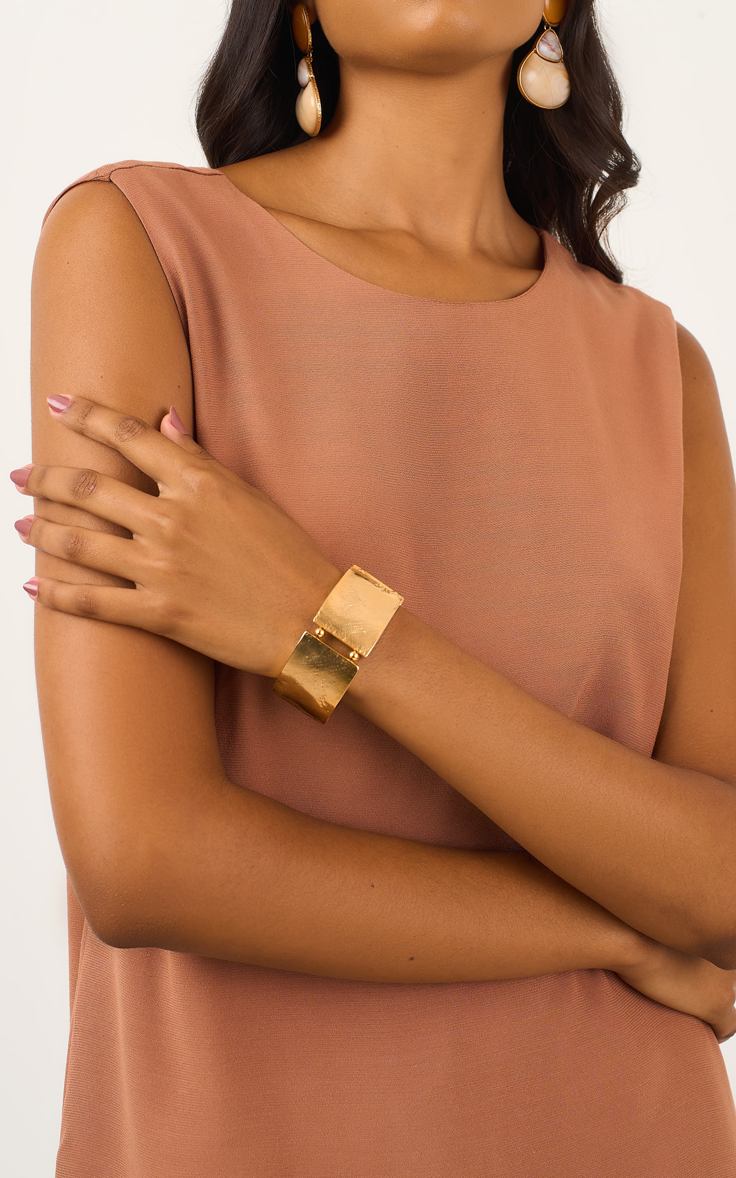Bracelete Retangular Texturado Ouro