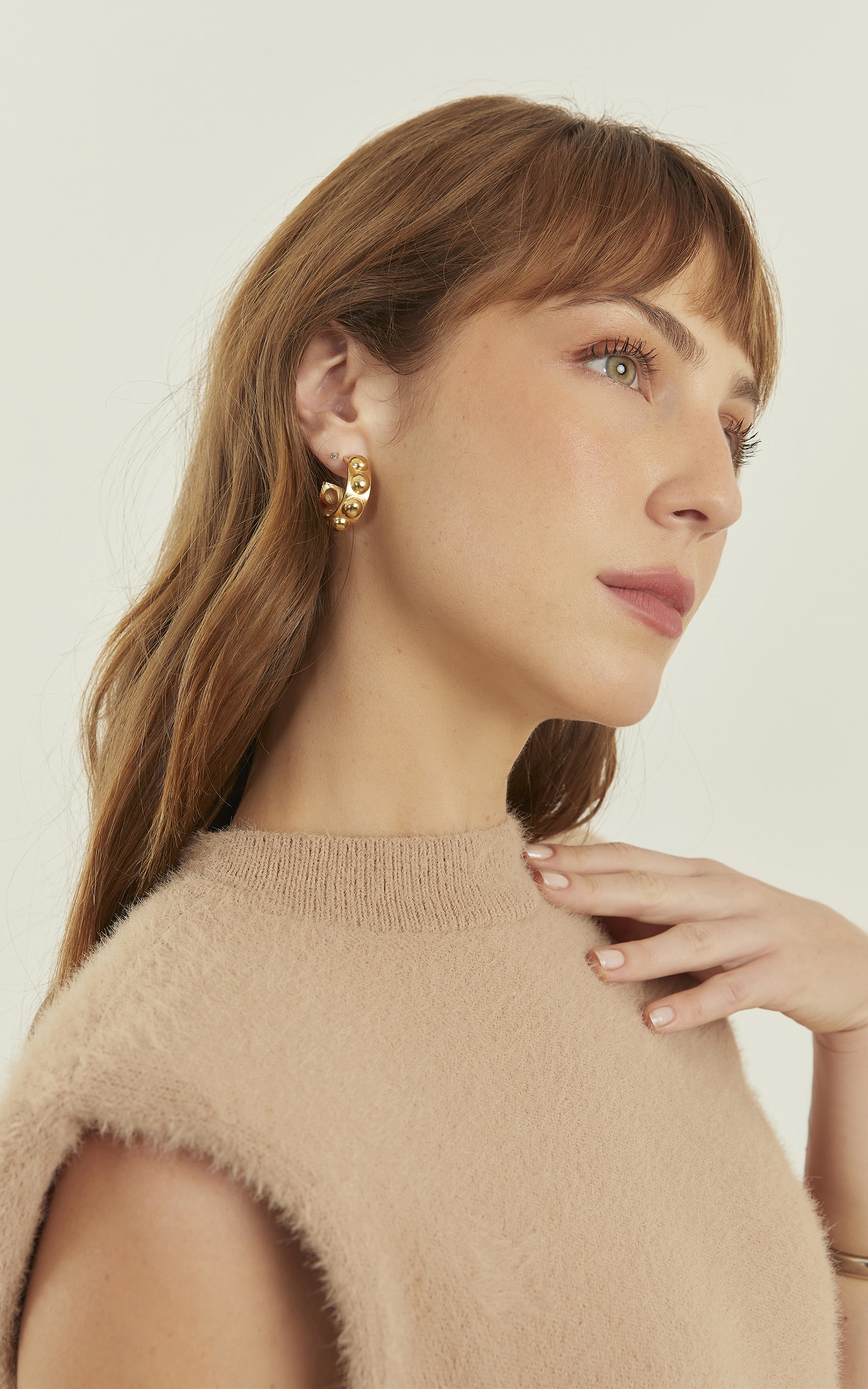 Brinco Argola Bolinhas Dourado