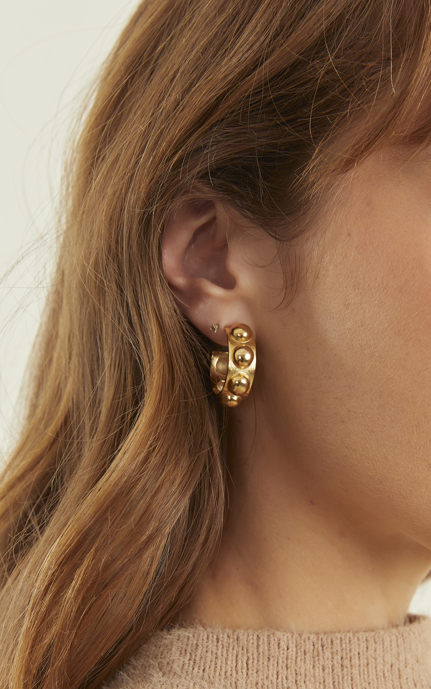 Brinco Argola Bolinhas Dourado
