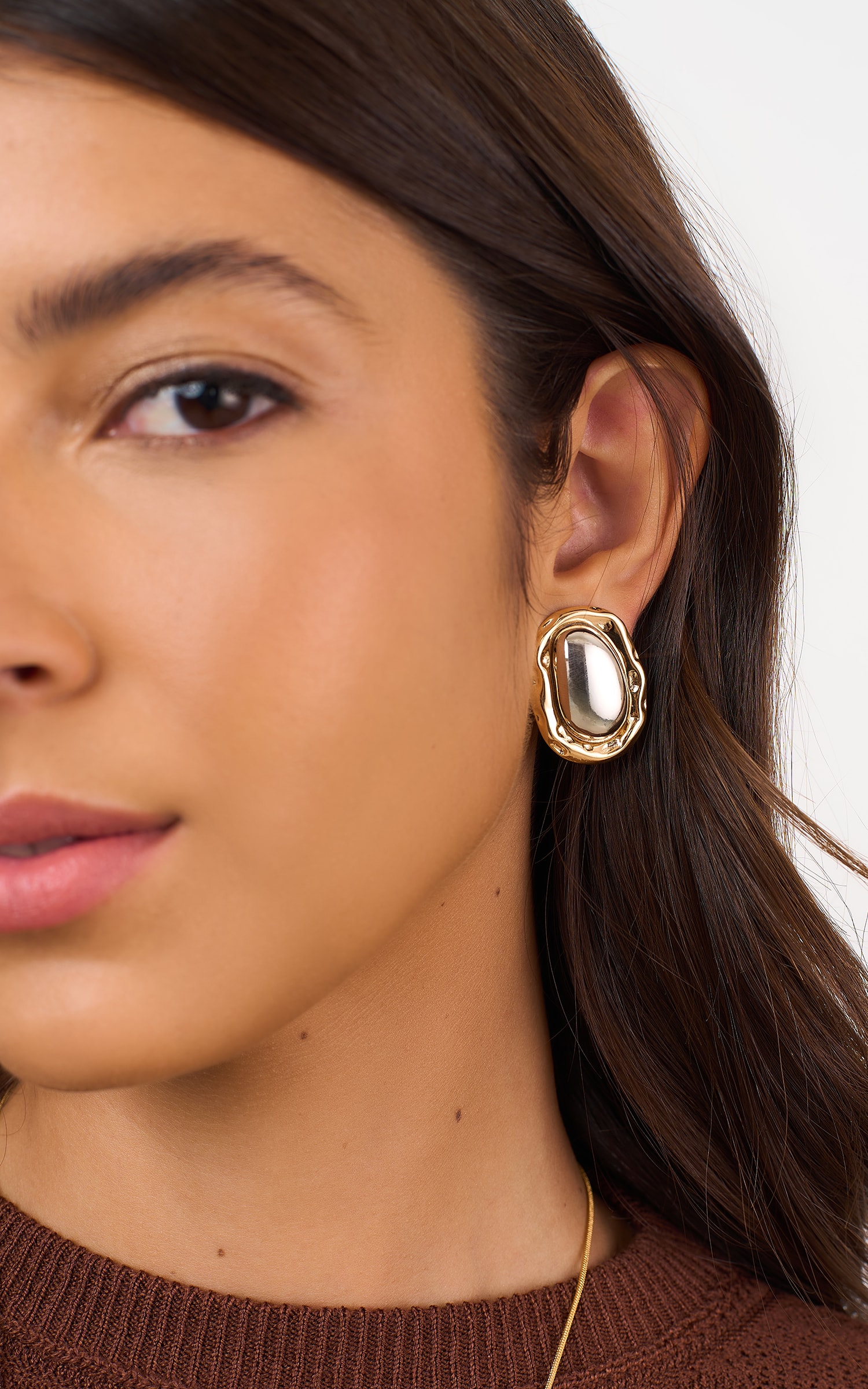 Brinco Organico Bicolor Ouro/Prata