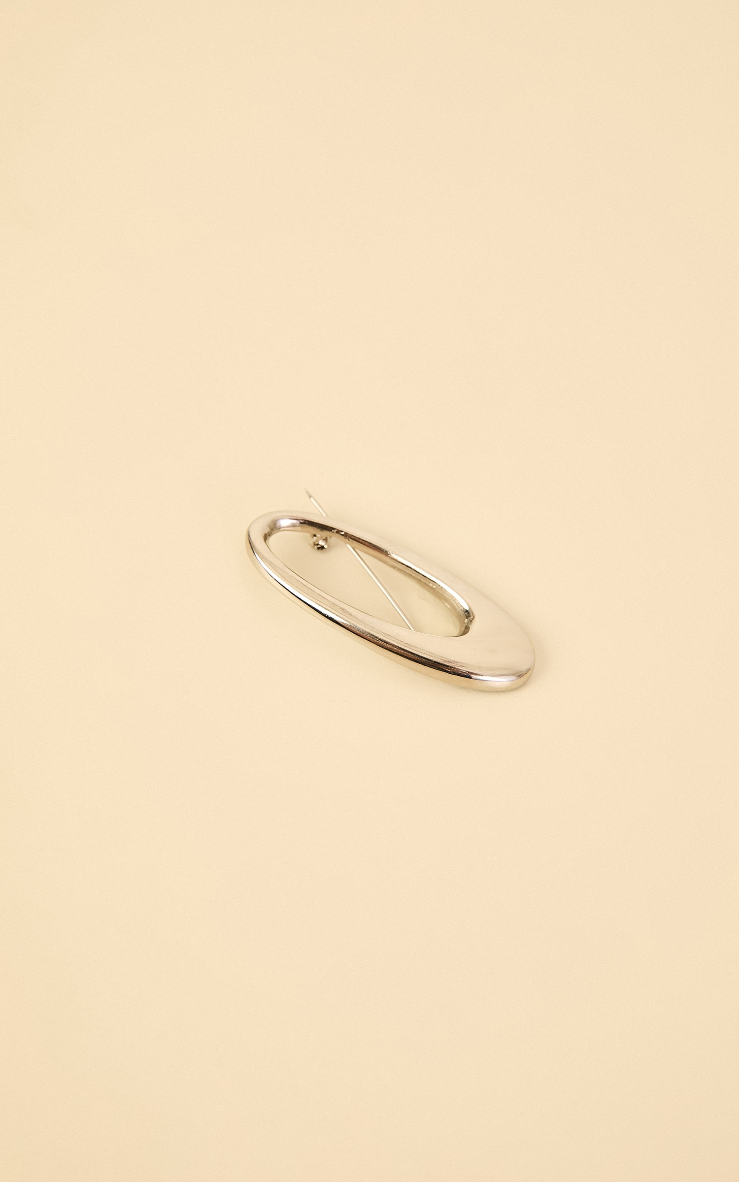 Broche Alfinete Oval Prateado