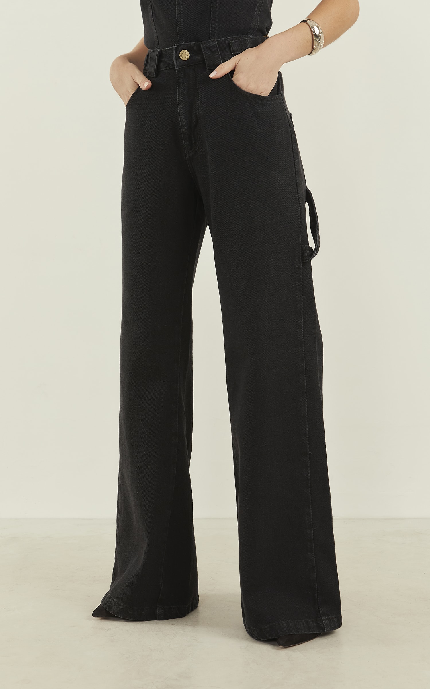 Calça Black Jeans Wide Leg Preto