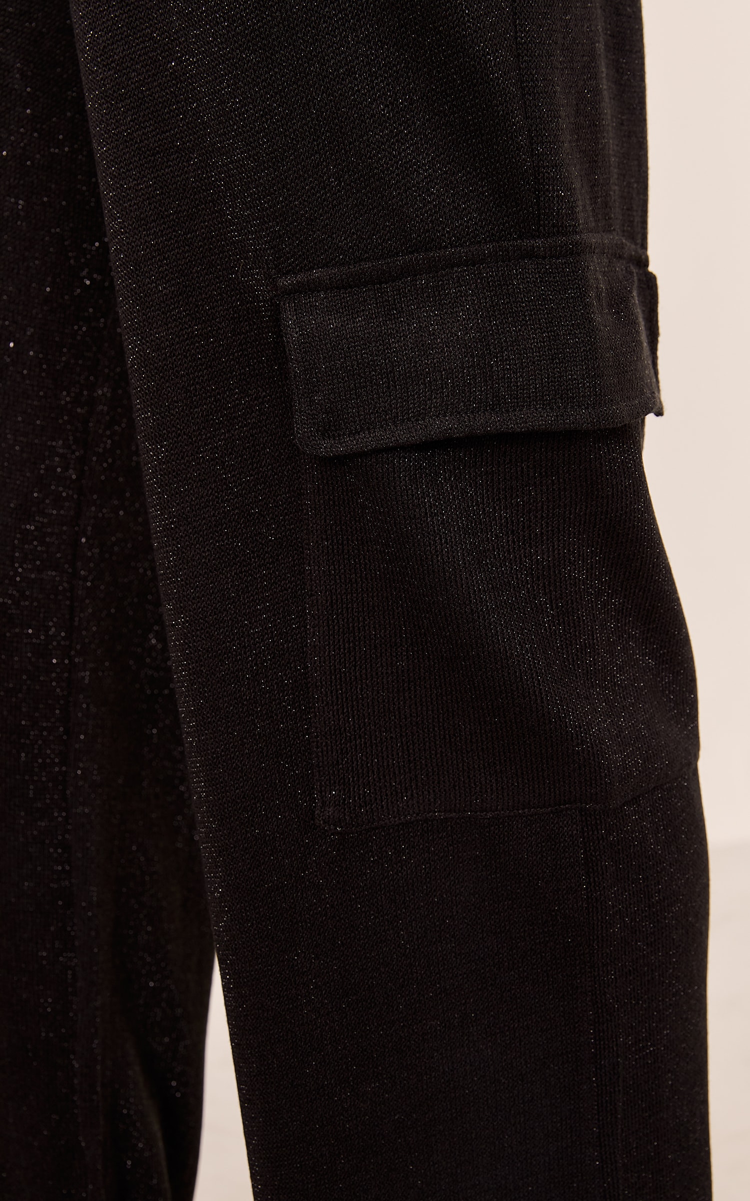 Calça Cargo Tricot Lurex Preto