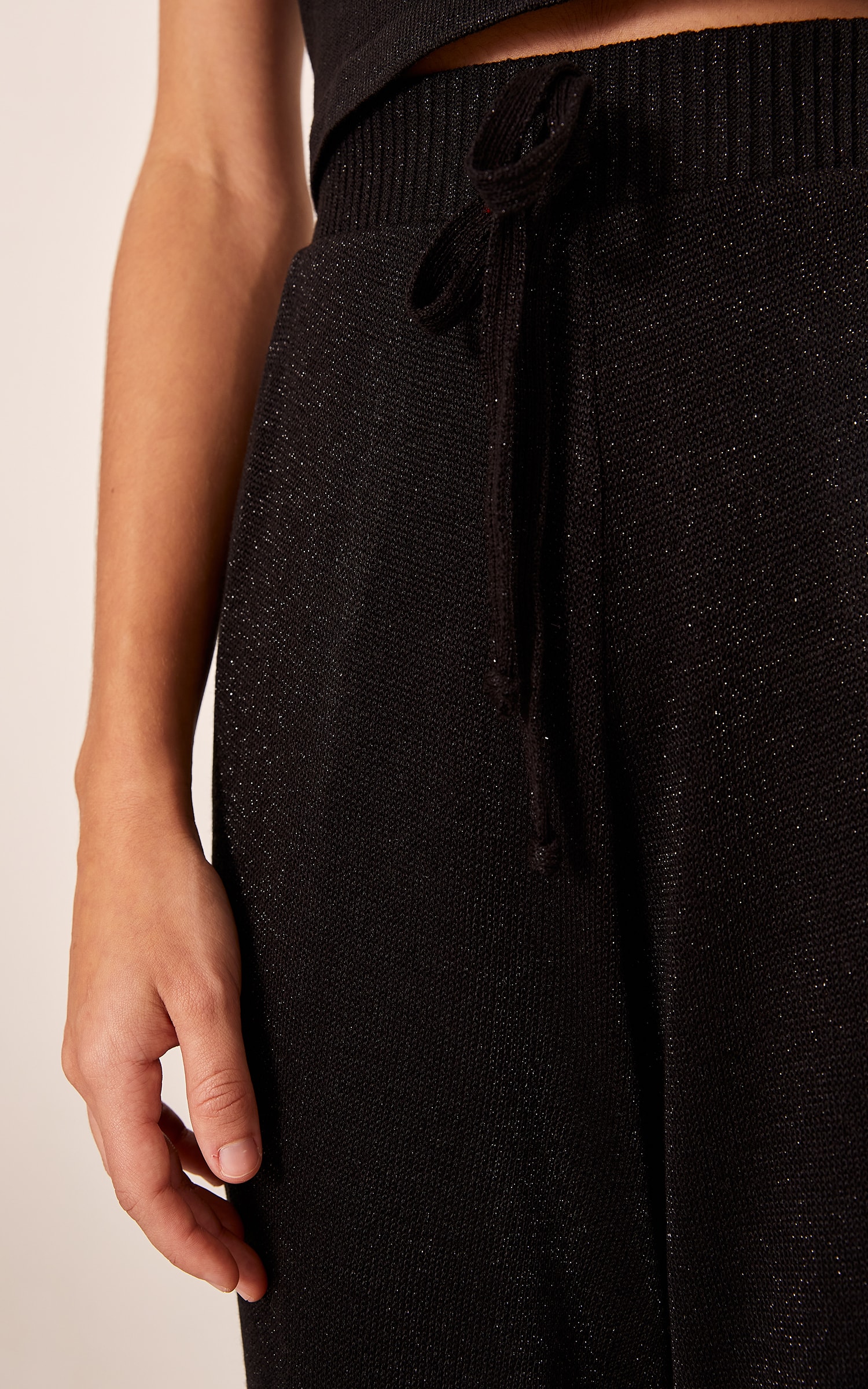 Calça Cargo Tricot Lurex Preto