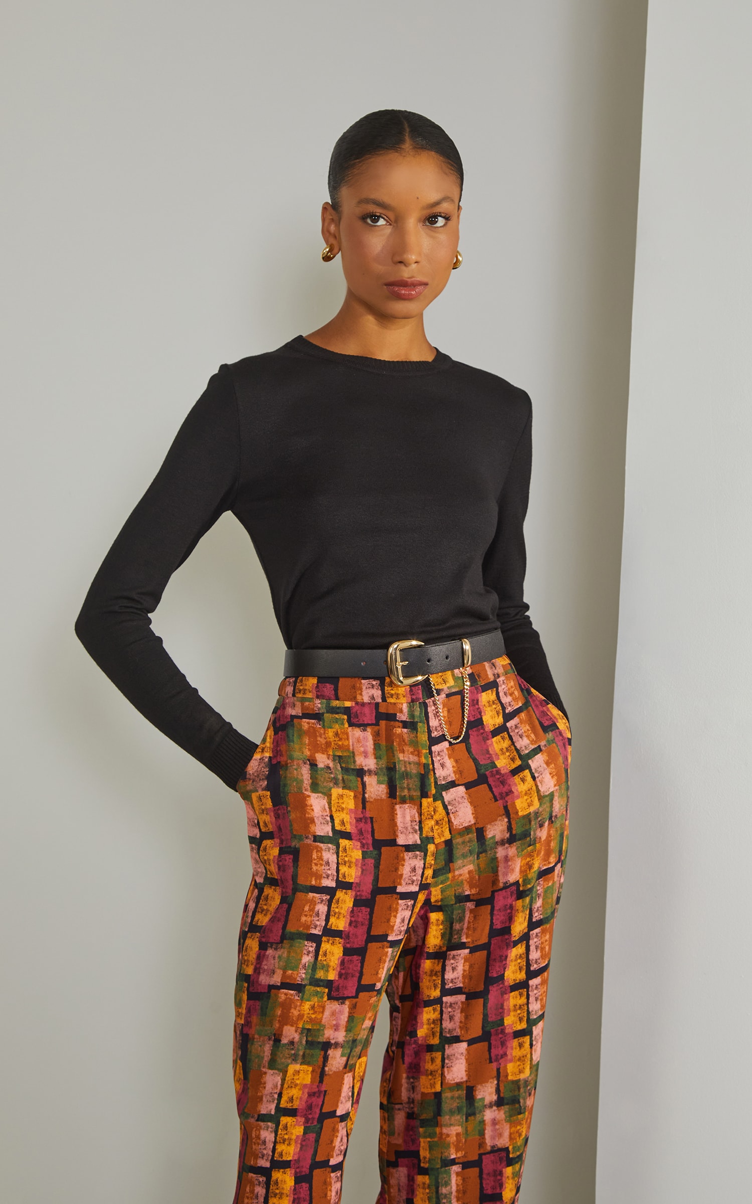 Calça Cenoura Mosaico Preto