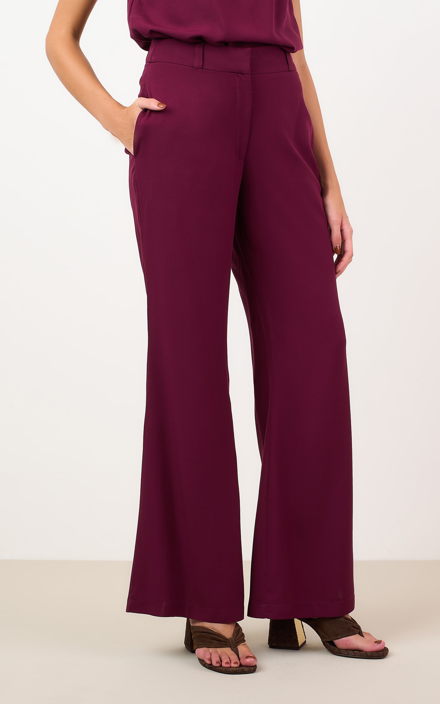 Calca Flare Latte Burgundy