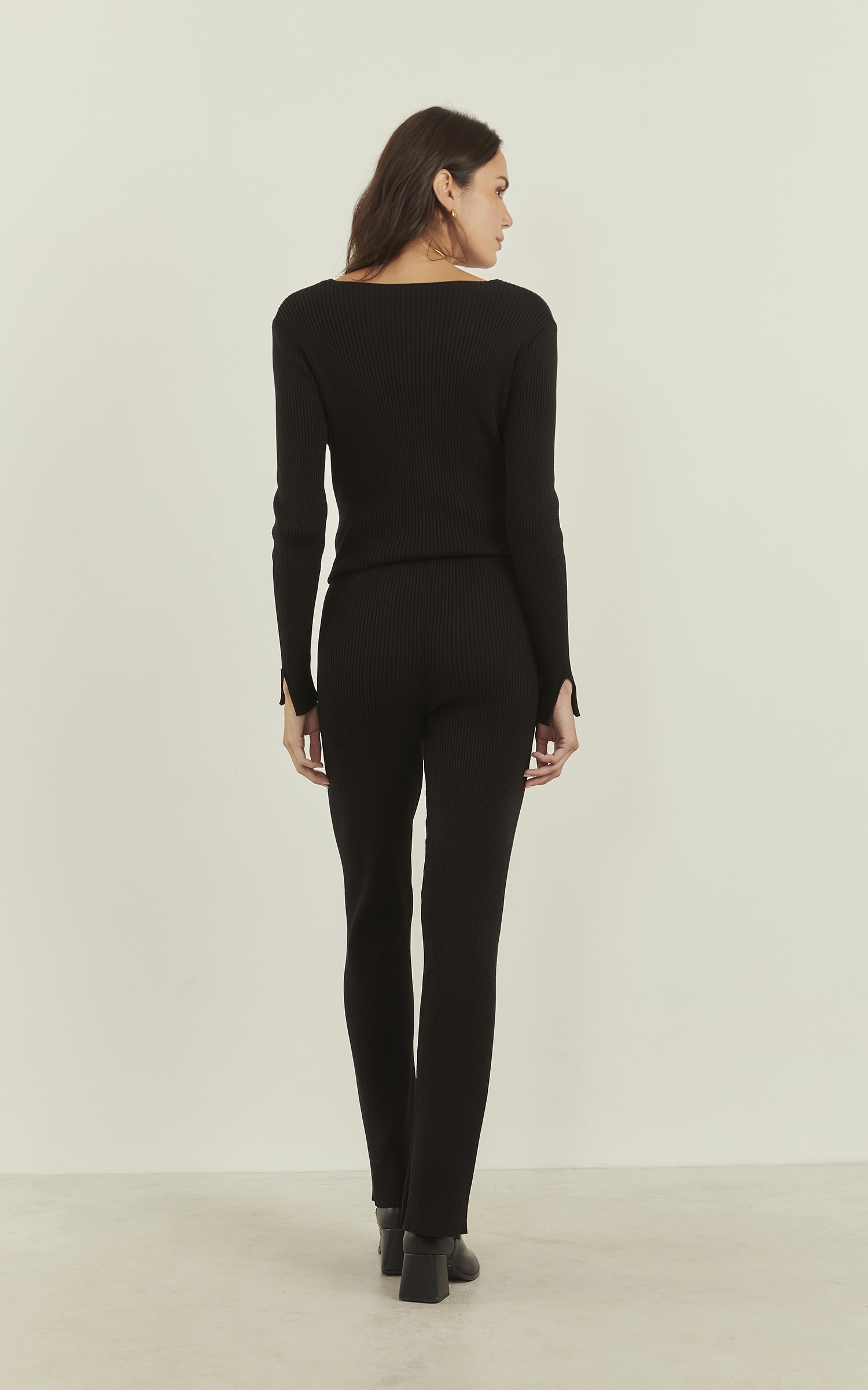 Calça Flare Tricot Power Preto