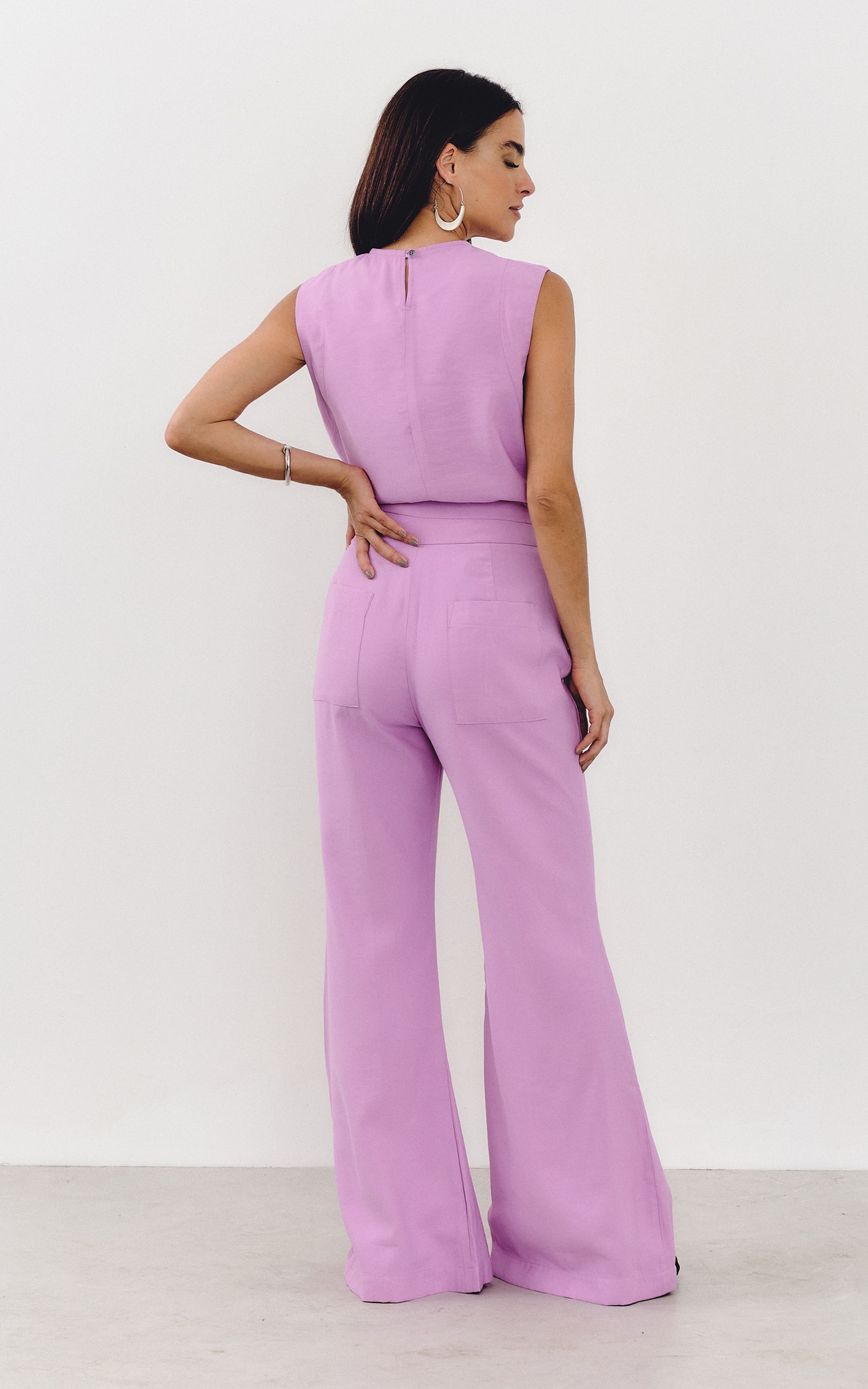 Calça Flare Zíper Metal Self Lavanda