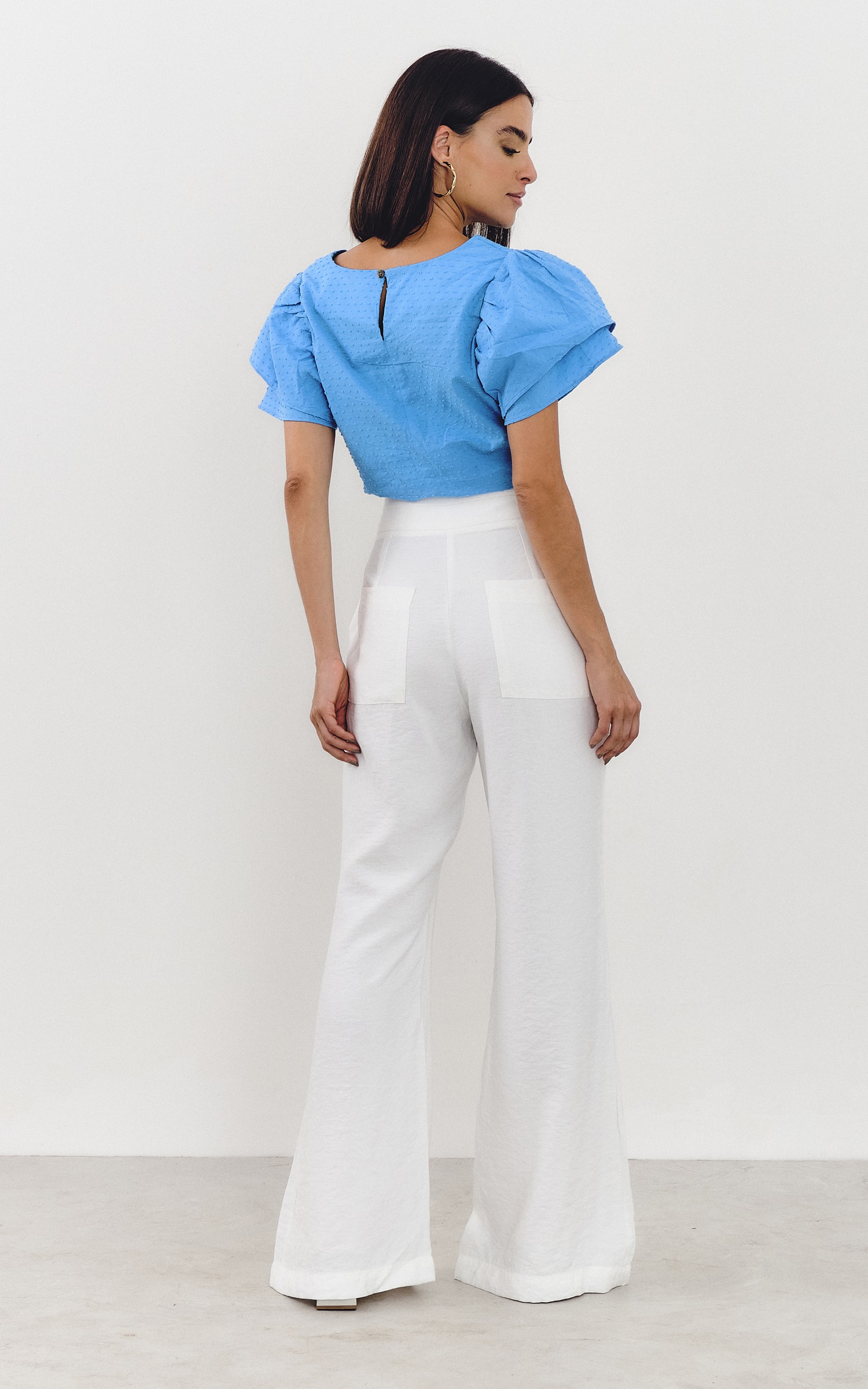 Calça Flare Zíper Metal Self Off White
