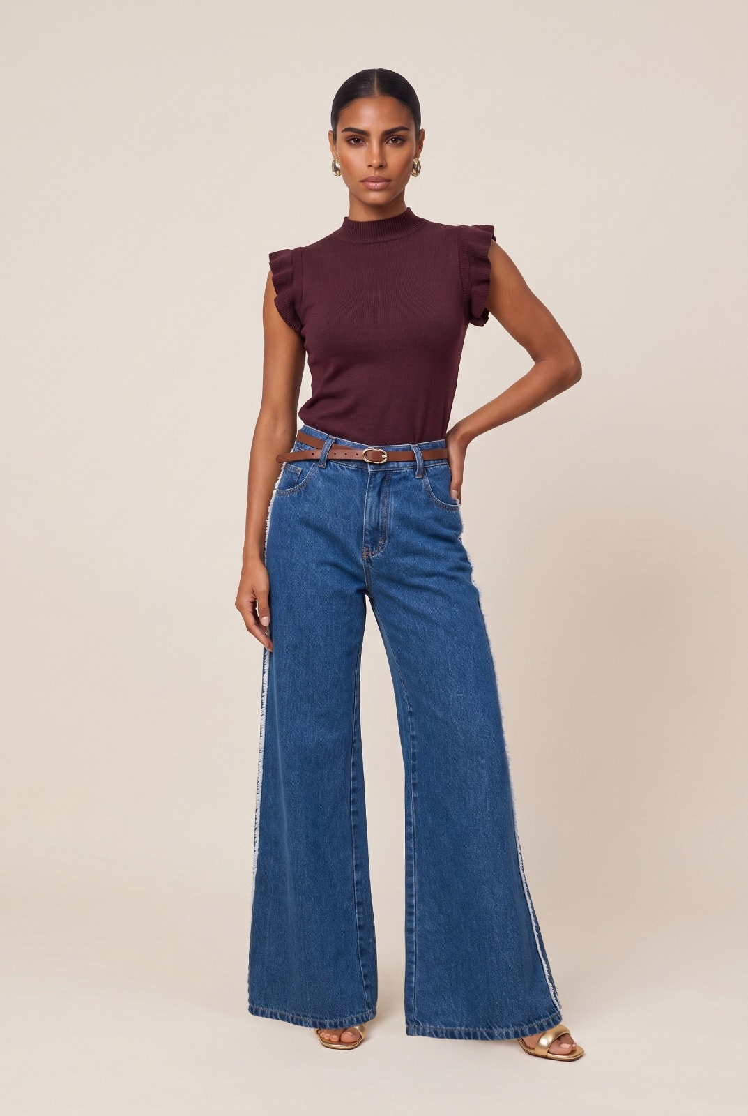 Calça Franja Jeans Medio