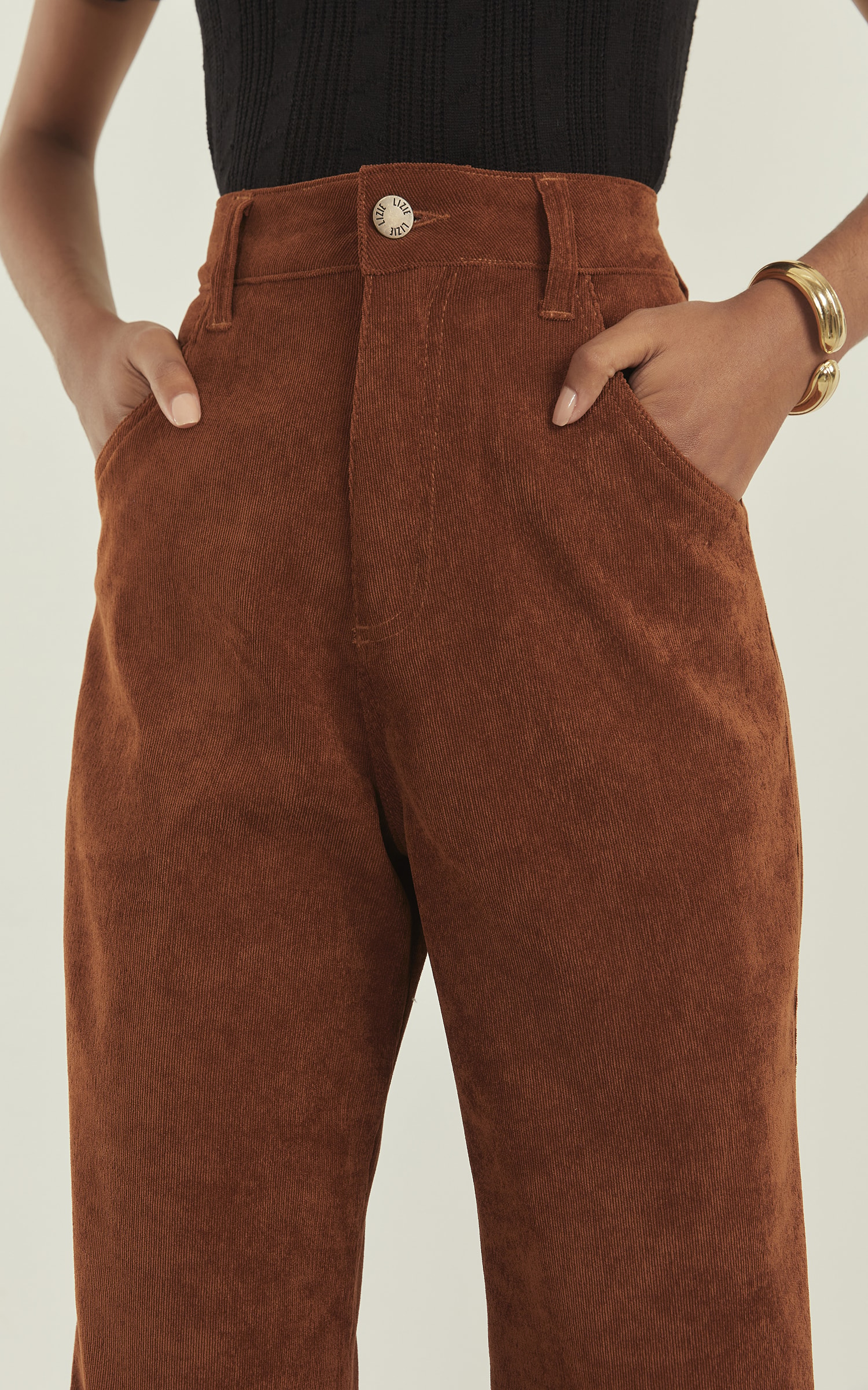 Calça Jade Cotelê Caramelo