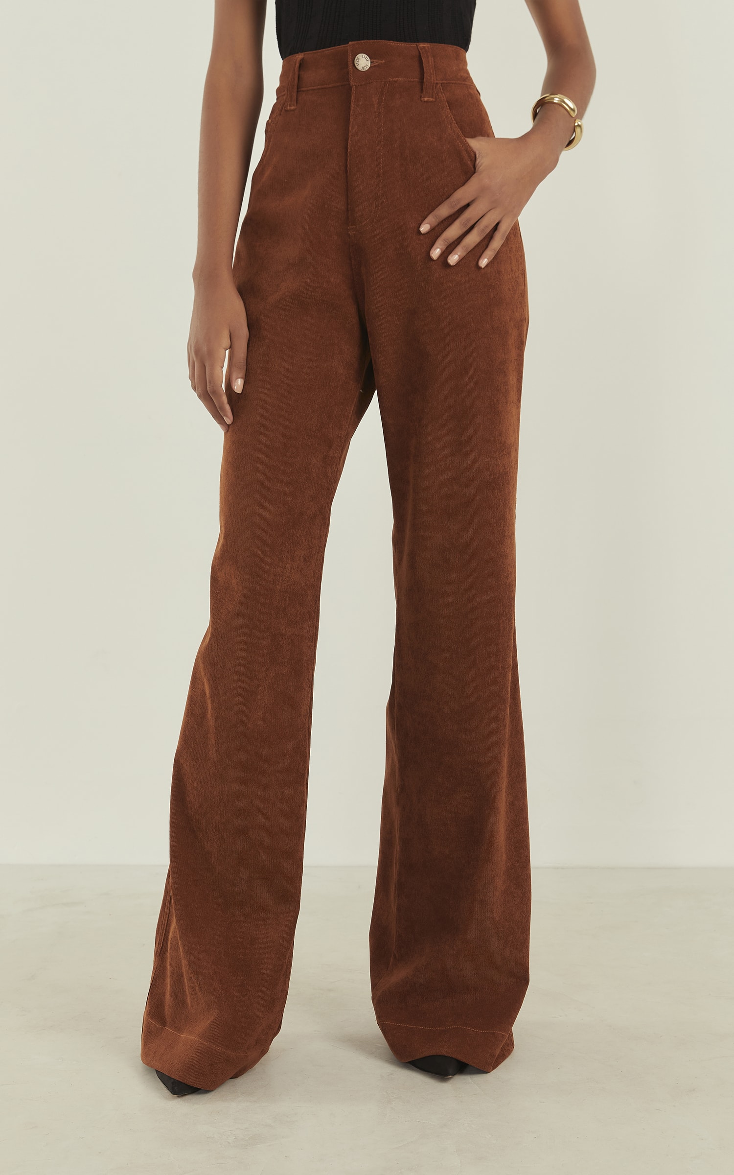 Calça Jade Cotelê Caramelo