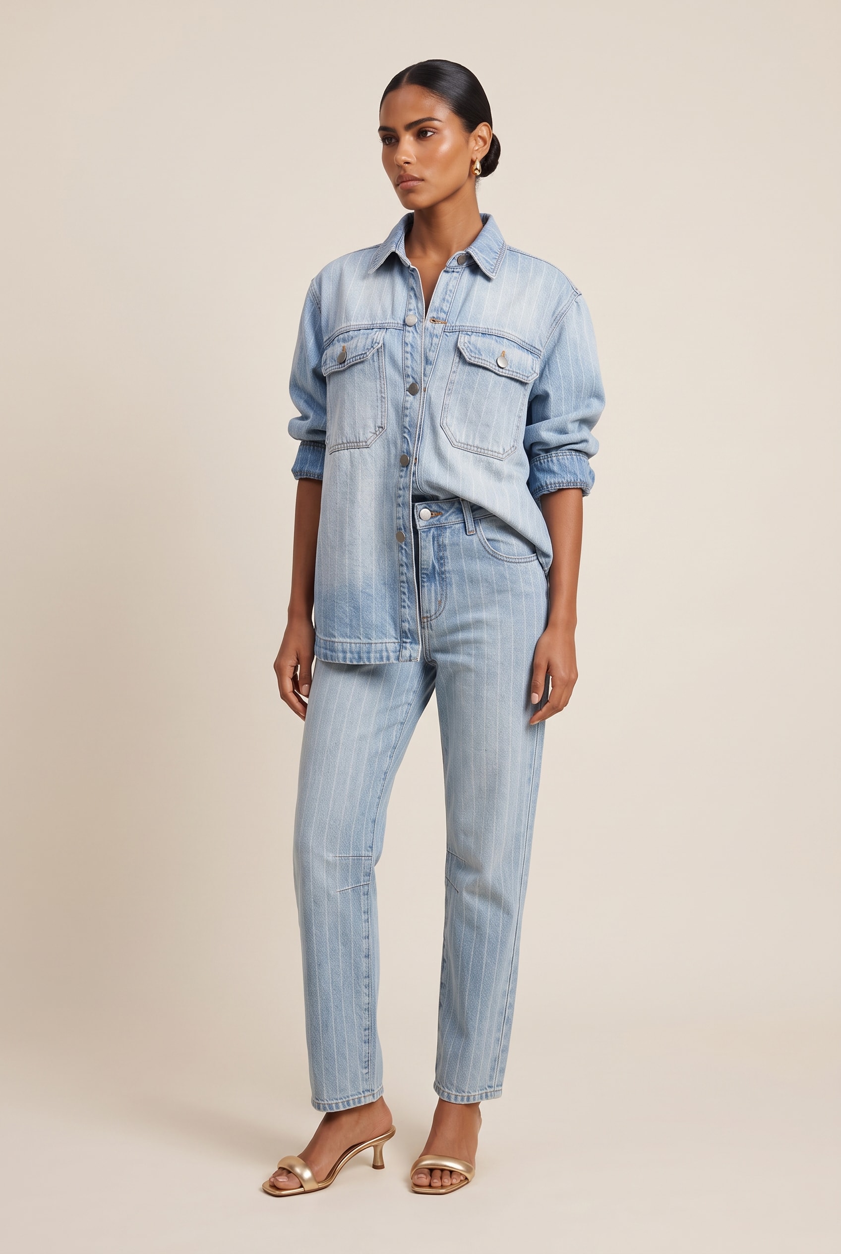 Calca Jeans Balloon Listra Jeans Listrado
