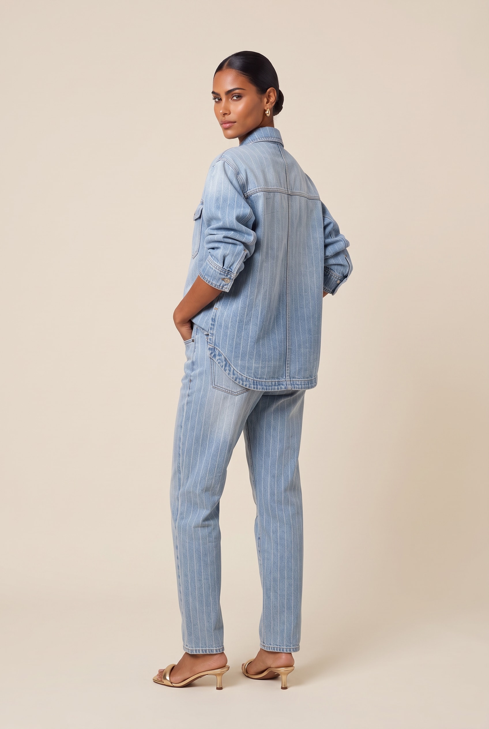 Calca Jeans Balloon Listra Jeans Listrado