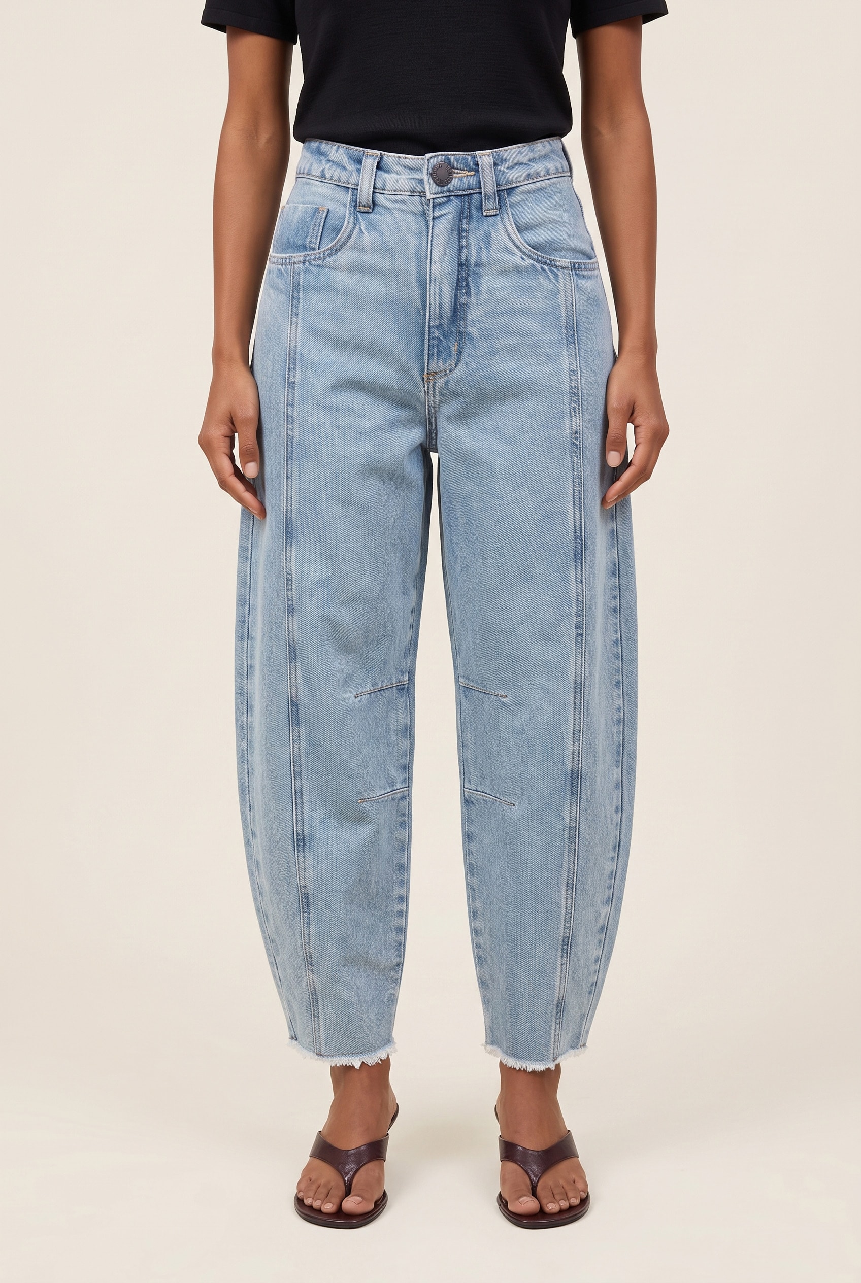 Calca Jeans Balloon Recorte Jeans Claro