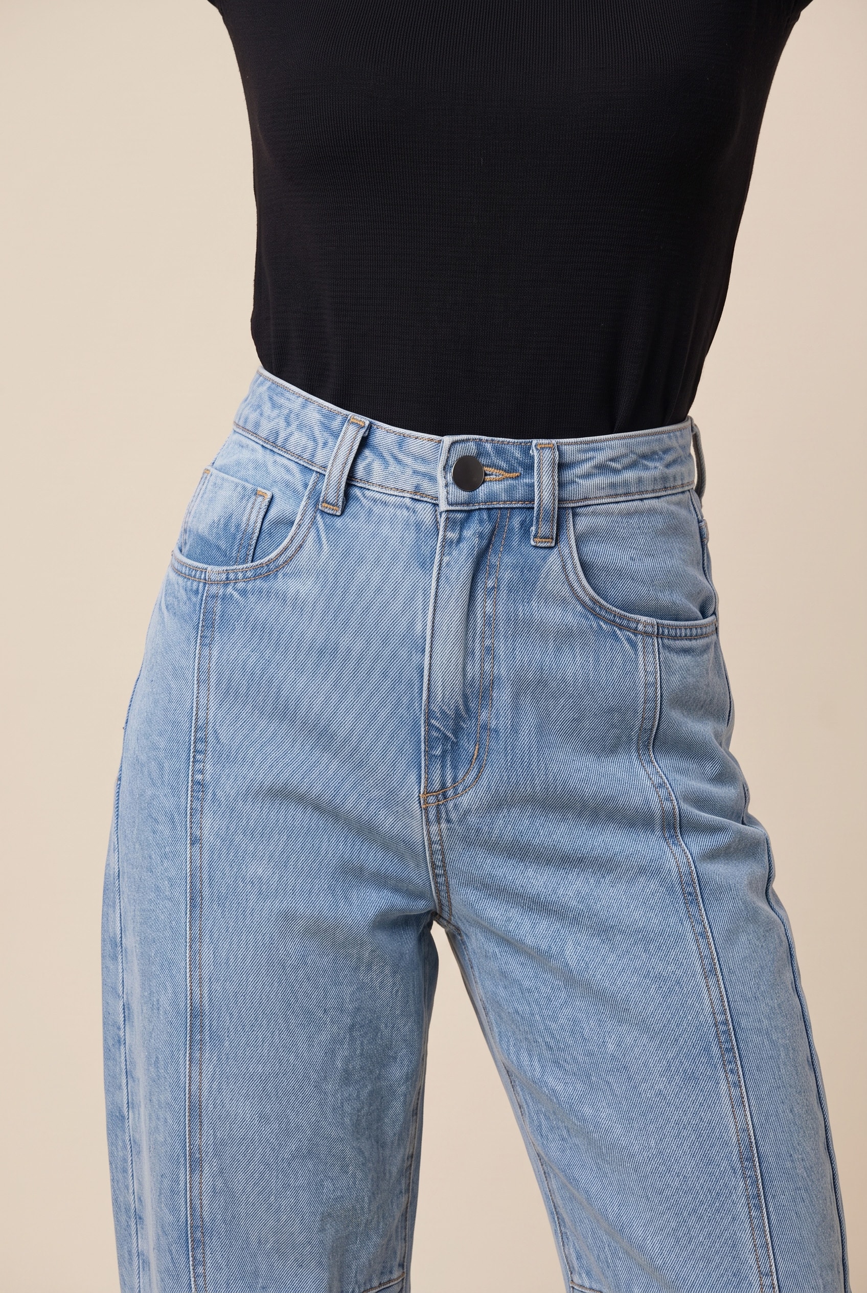 Calca Jeans Balloon Recorte Jeans Claro