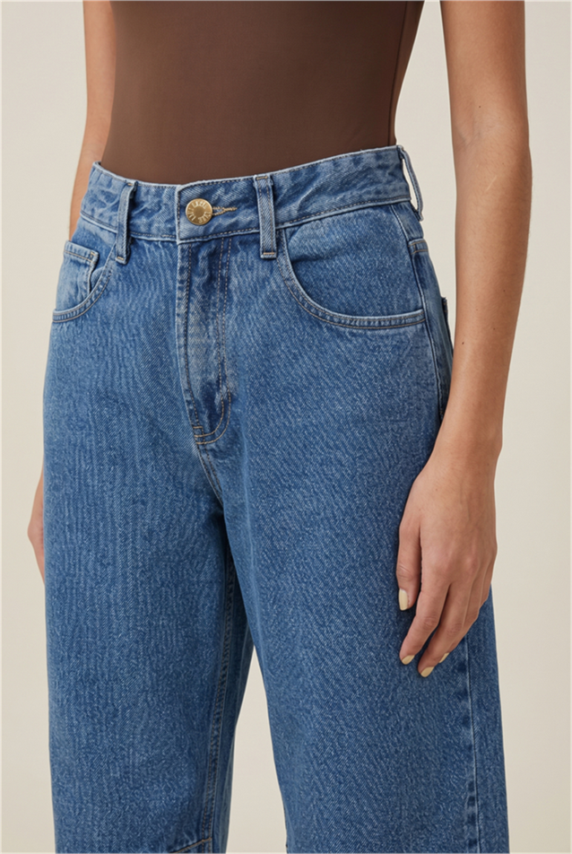 Calca Jeans Barrel Jeans Medio
