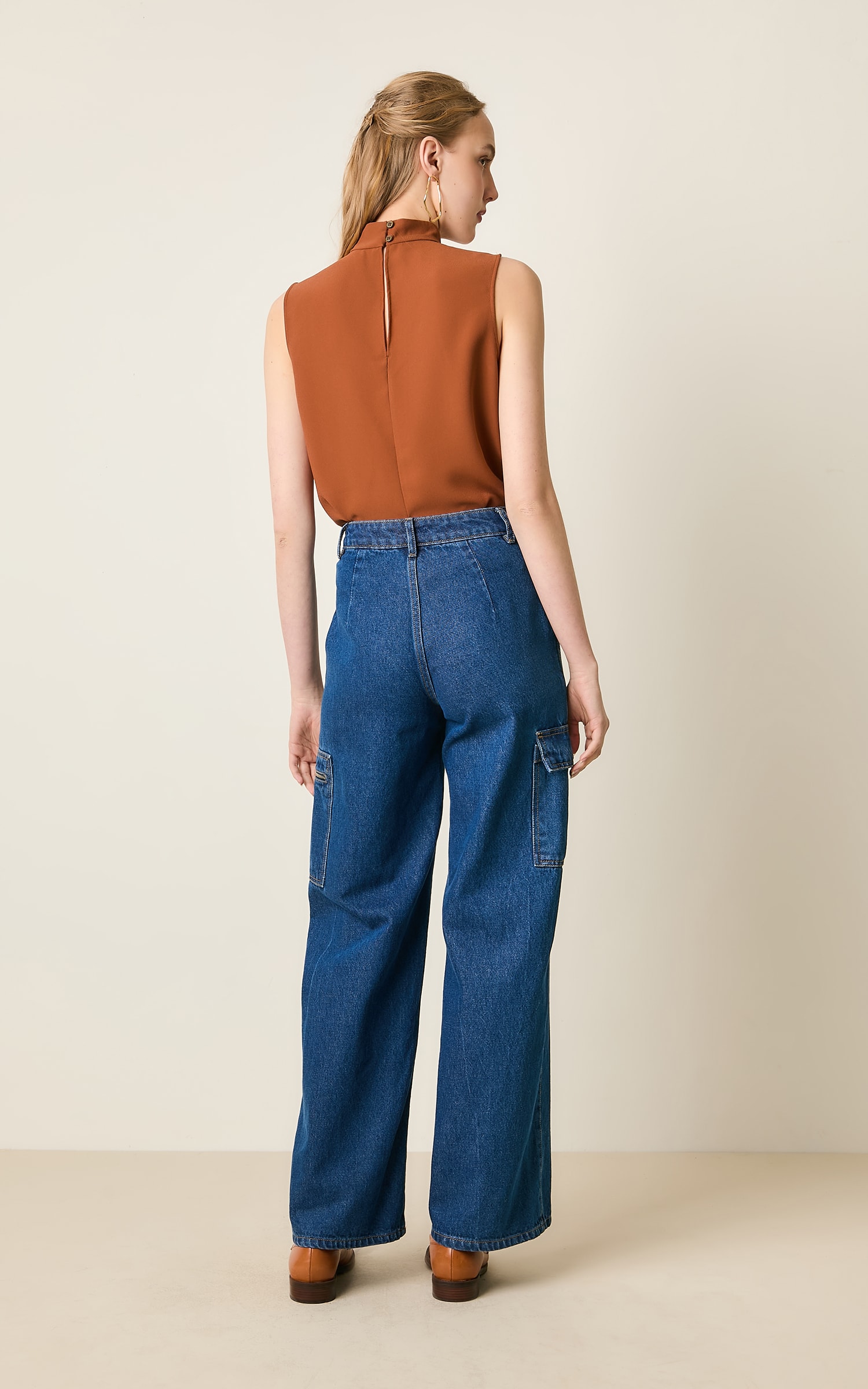 Calca Jeans Bolso Ziper Jeans Escuro