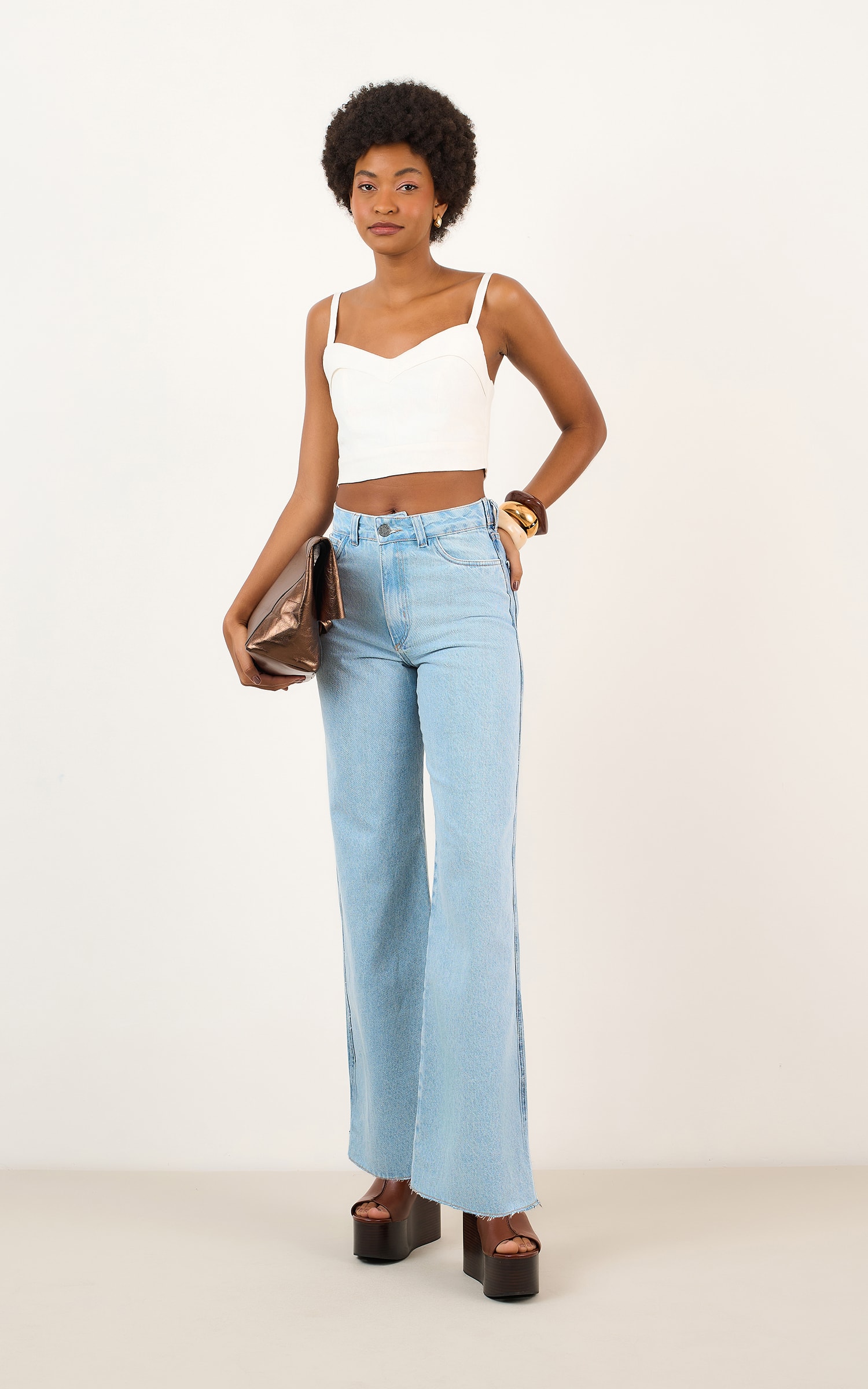 Calca Jeans Color Block Jeans Color Block