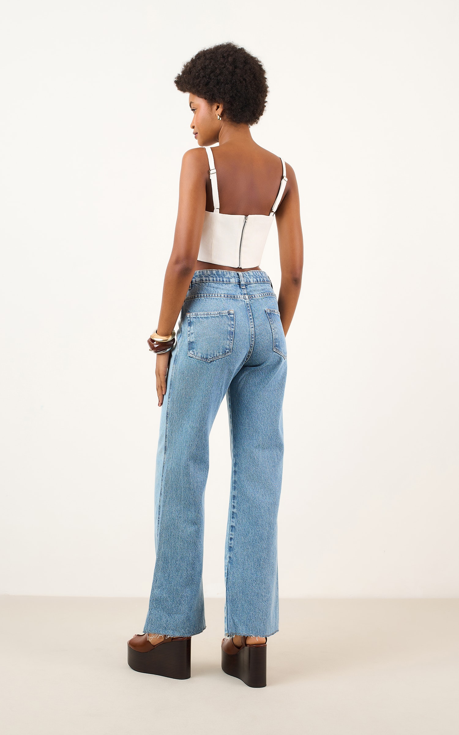 Calca Jeans Color Block Jeans Color Block
