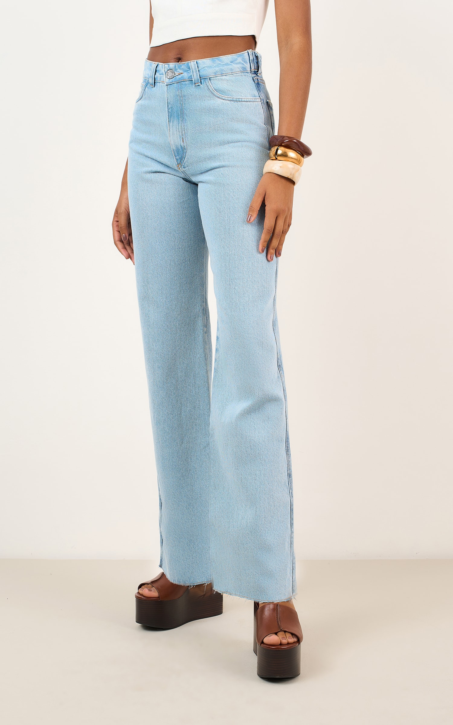 Calca Jeans Color Block Jeans Color Block