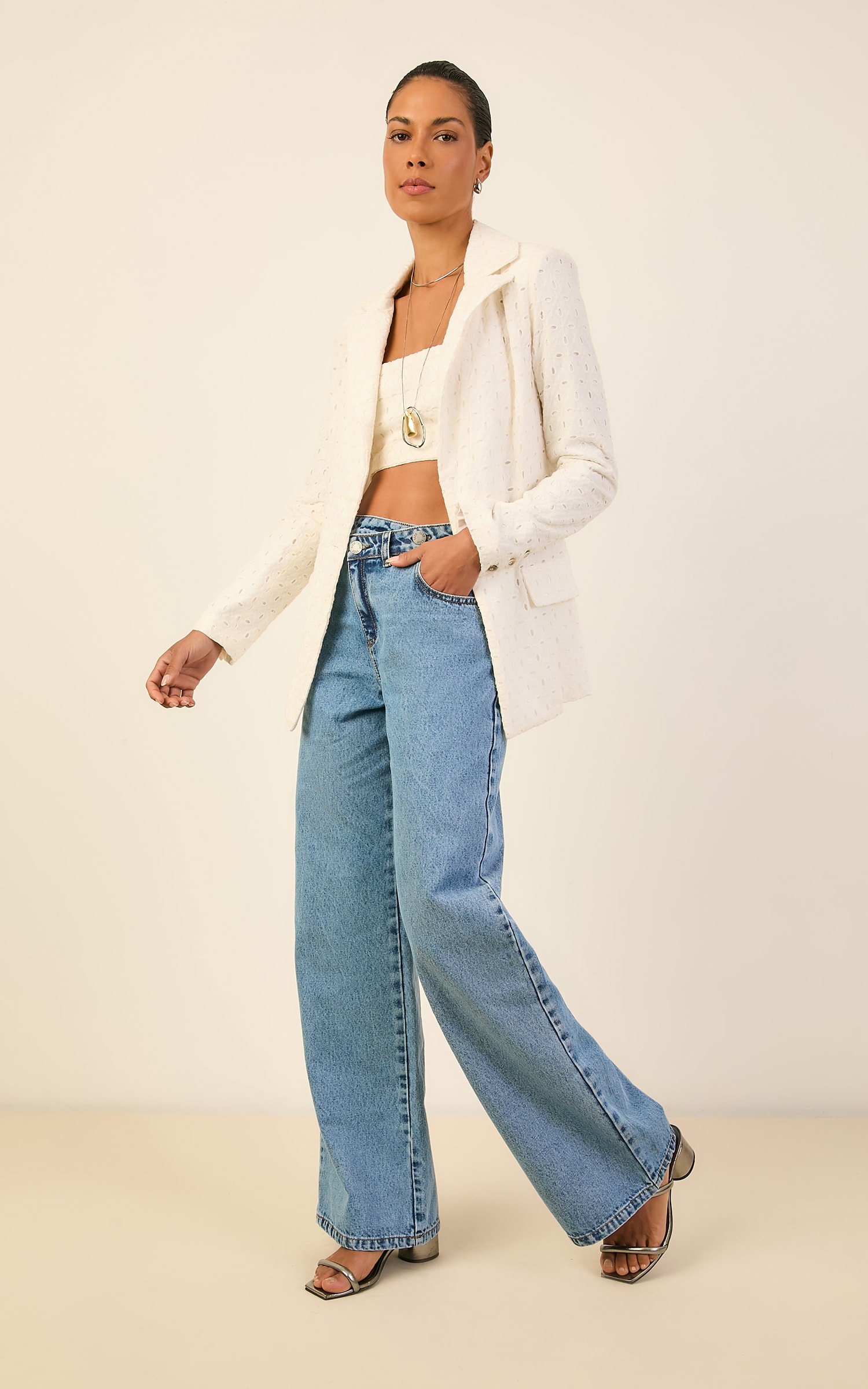 Calca Jeans Cos Assimetrico Jeans Medio