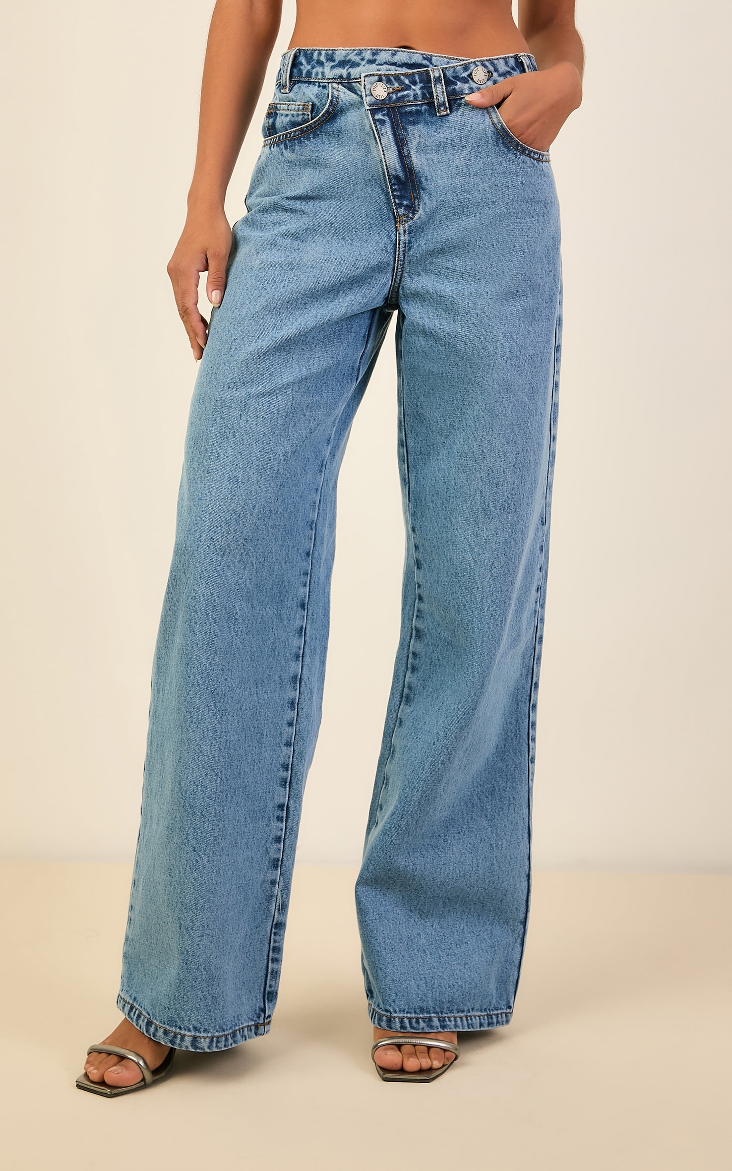 Calca Jeans Cos Assimetrico Jeans Medio
