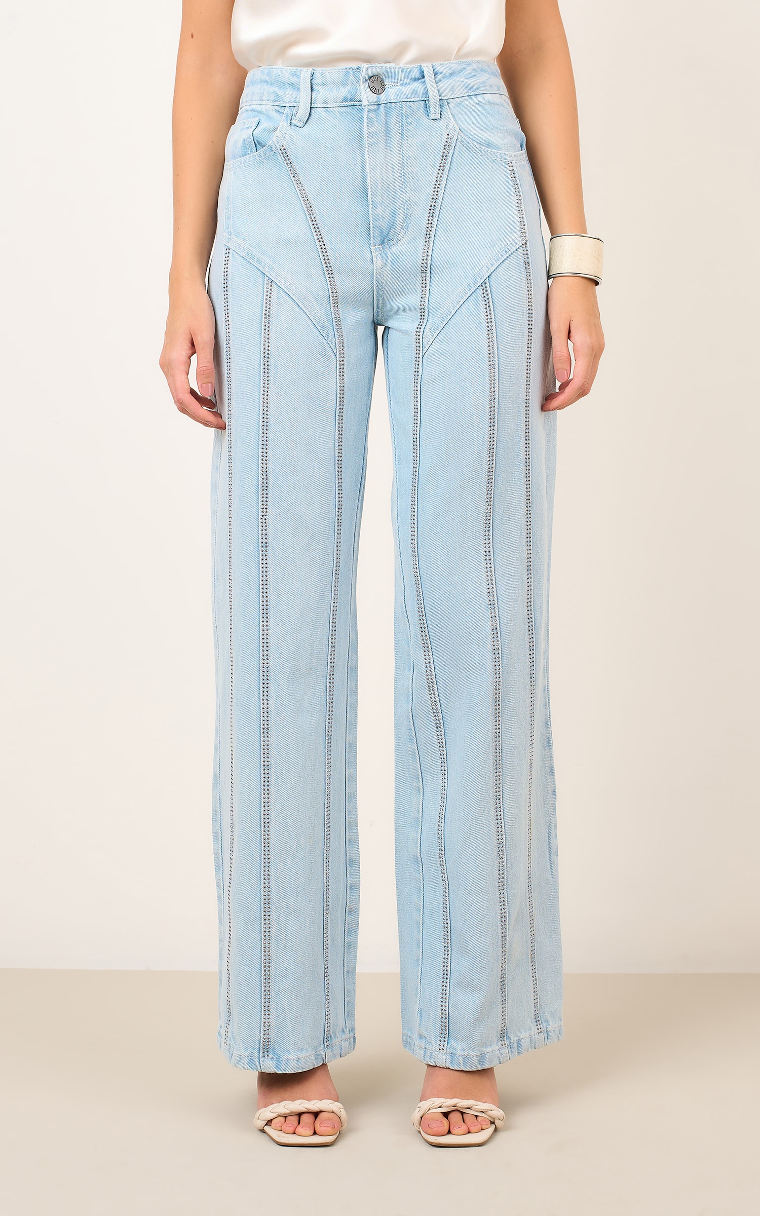 Calca Jeans Strass Jeans Claro