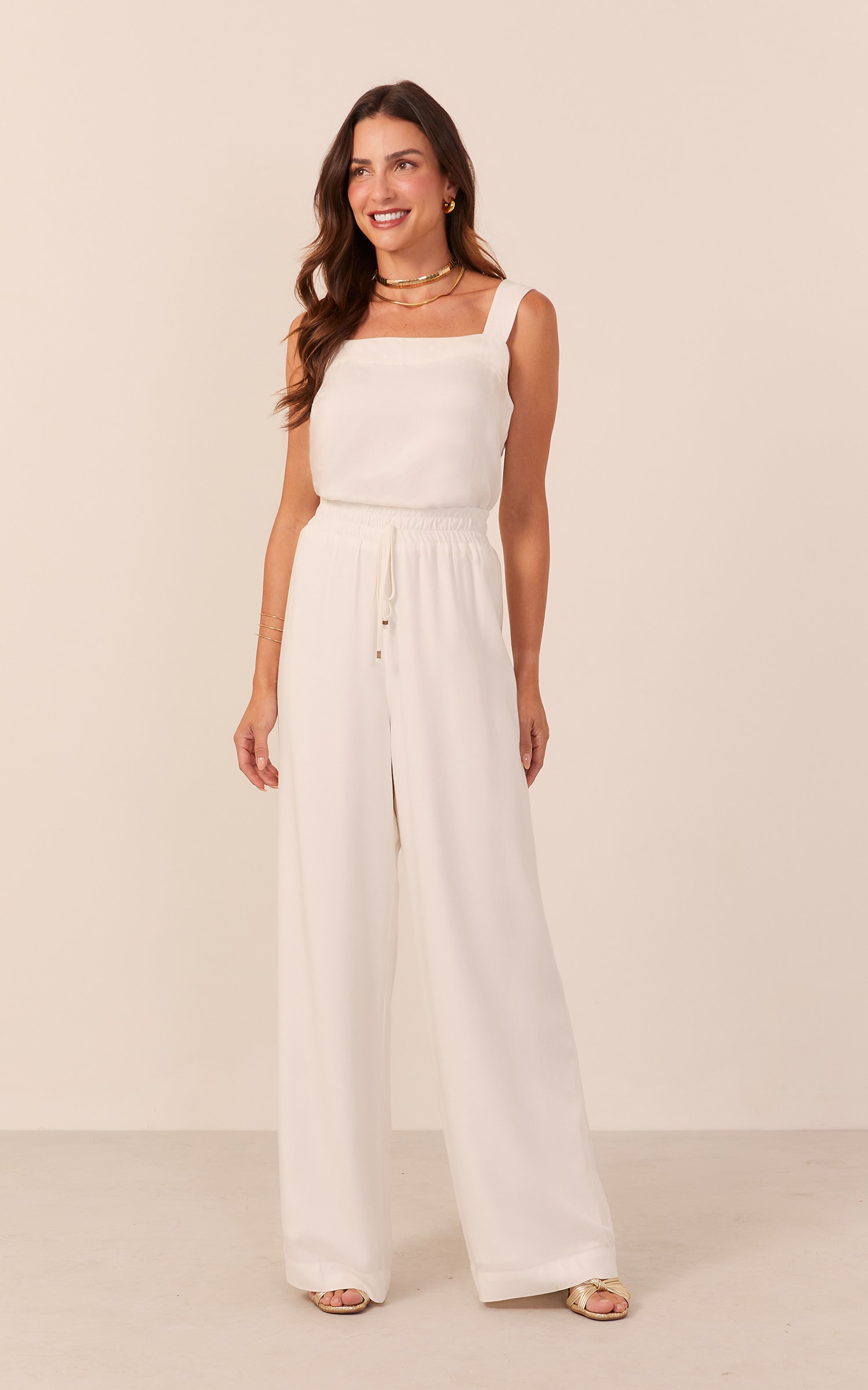 Calça Leveza Cós Elástico Off White