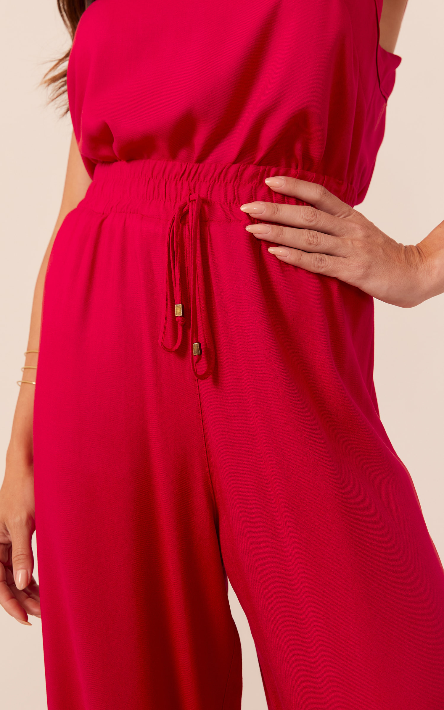 Calça Leveza Cós Elástico Vermelho