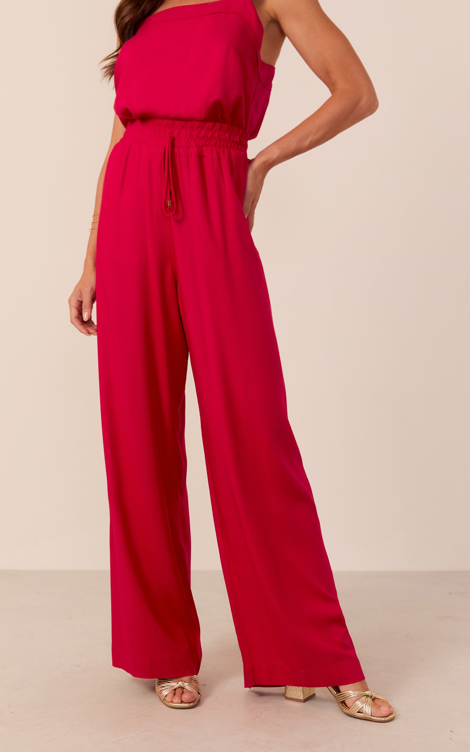 Calça Leveza Cós Elástico Vermelho