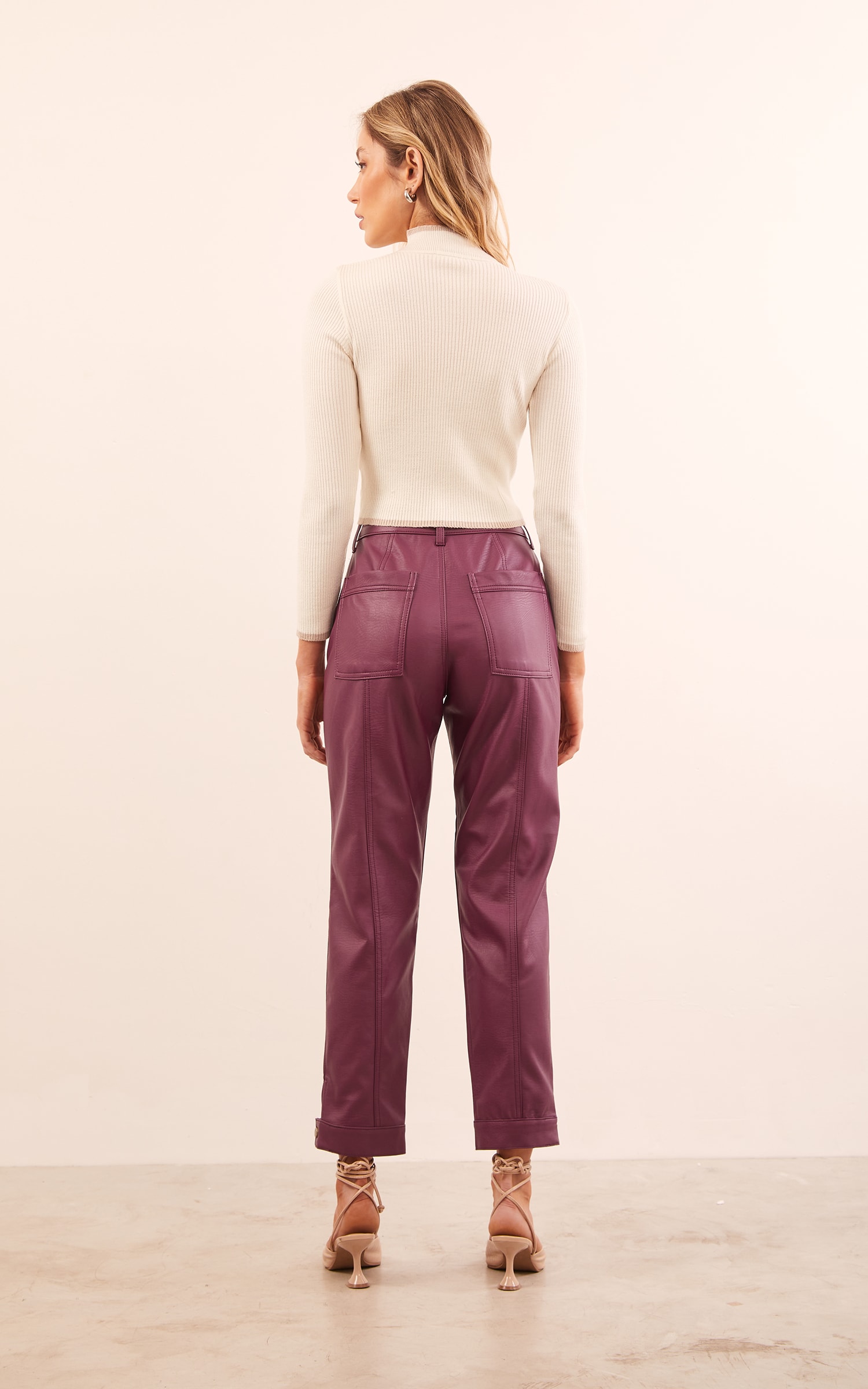 Calça Like Leather Cenoura Roxo