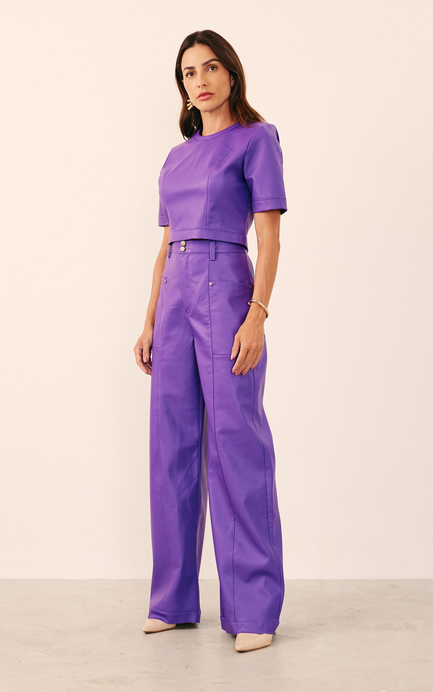 Calça Like Leather Roxo